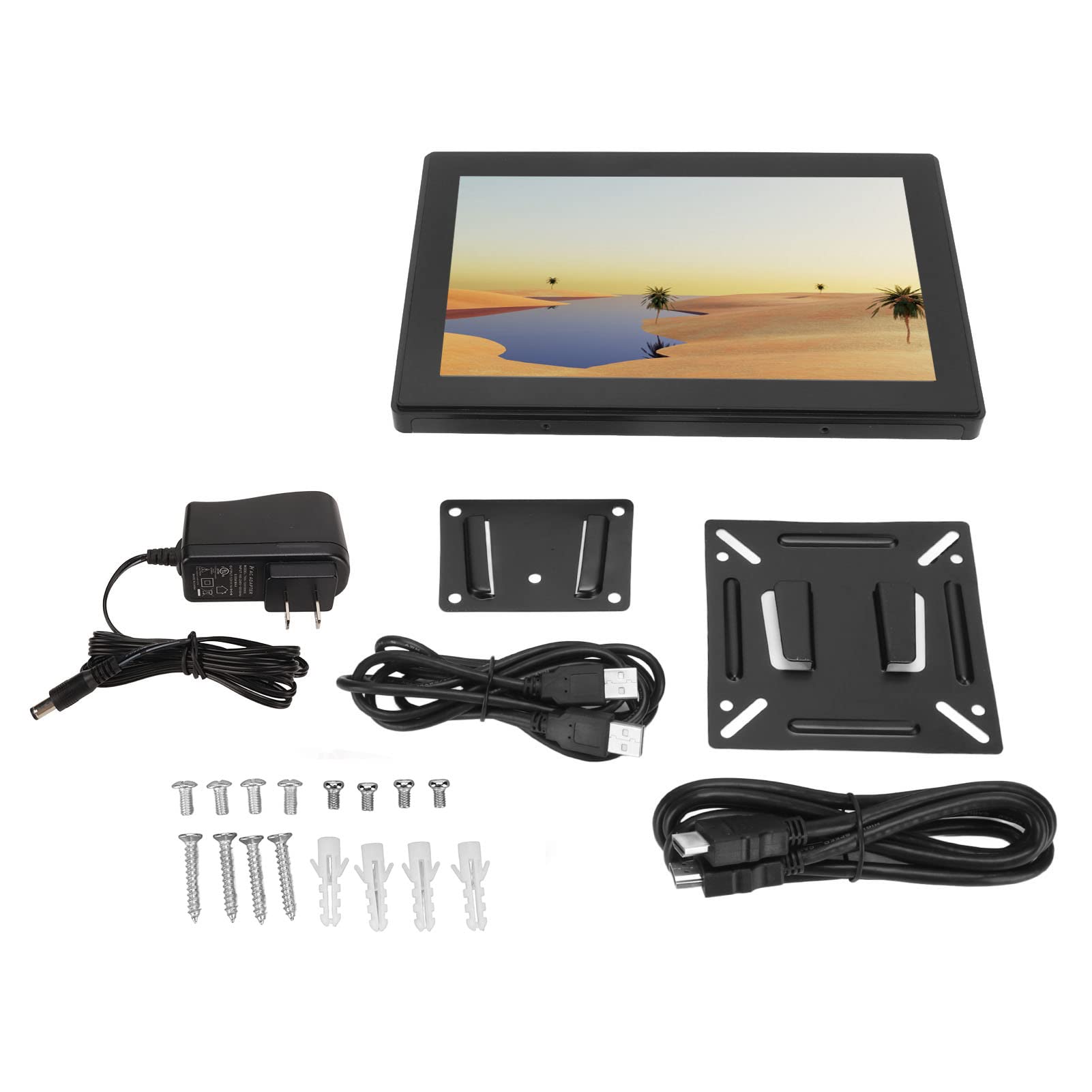 10.1 Inch IP65 Waterproof Touchscreen Monitor - 1280x800 HD IPS Display with HDMI, VGA & USB Ports - Capacitive Touch, PAL/NTSC Auto Recognition - Ideal for Outdoor Kiosks, Industrial Control & Digital Signage