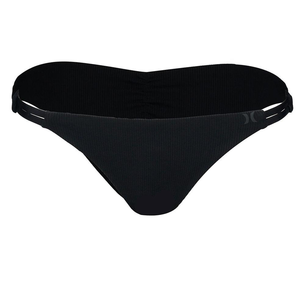 Hurley Women's Quick Dry Cheeky Swim Bottoms - Black Ribbed Bikini Bottoms for Beach, Pool & Vacation | Comfortable & Stylish Swimwear