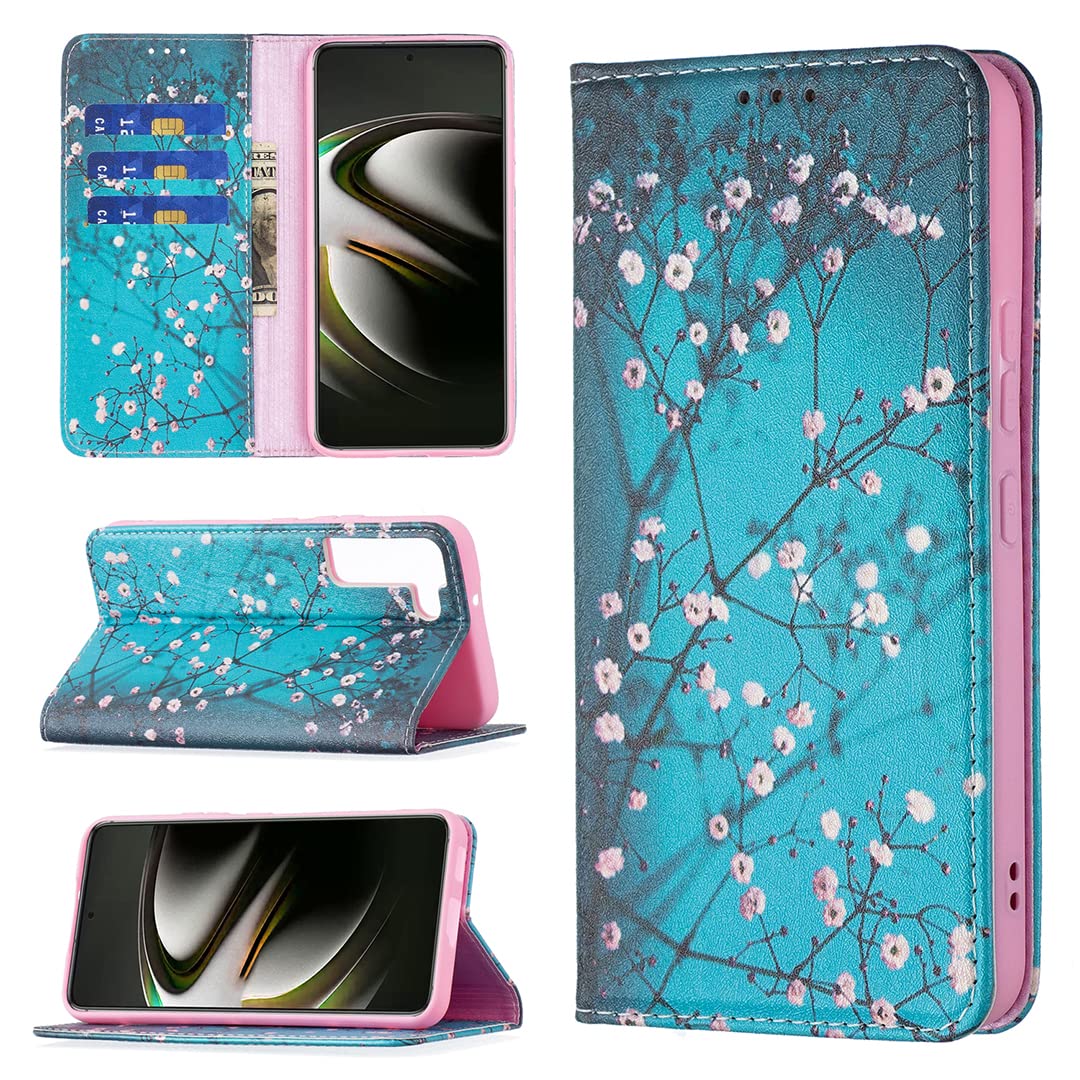 Samsung Galaxy S22 Flip Case with Butterfly Animal Pattern - PU Leather Wallet Cover with Magnetic Closure & Kickstand | Perfect for Everyday Use, Travel, and Work