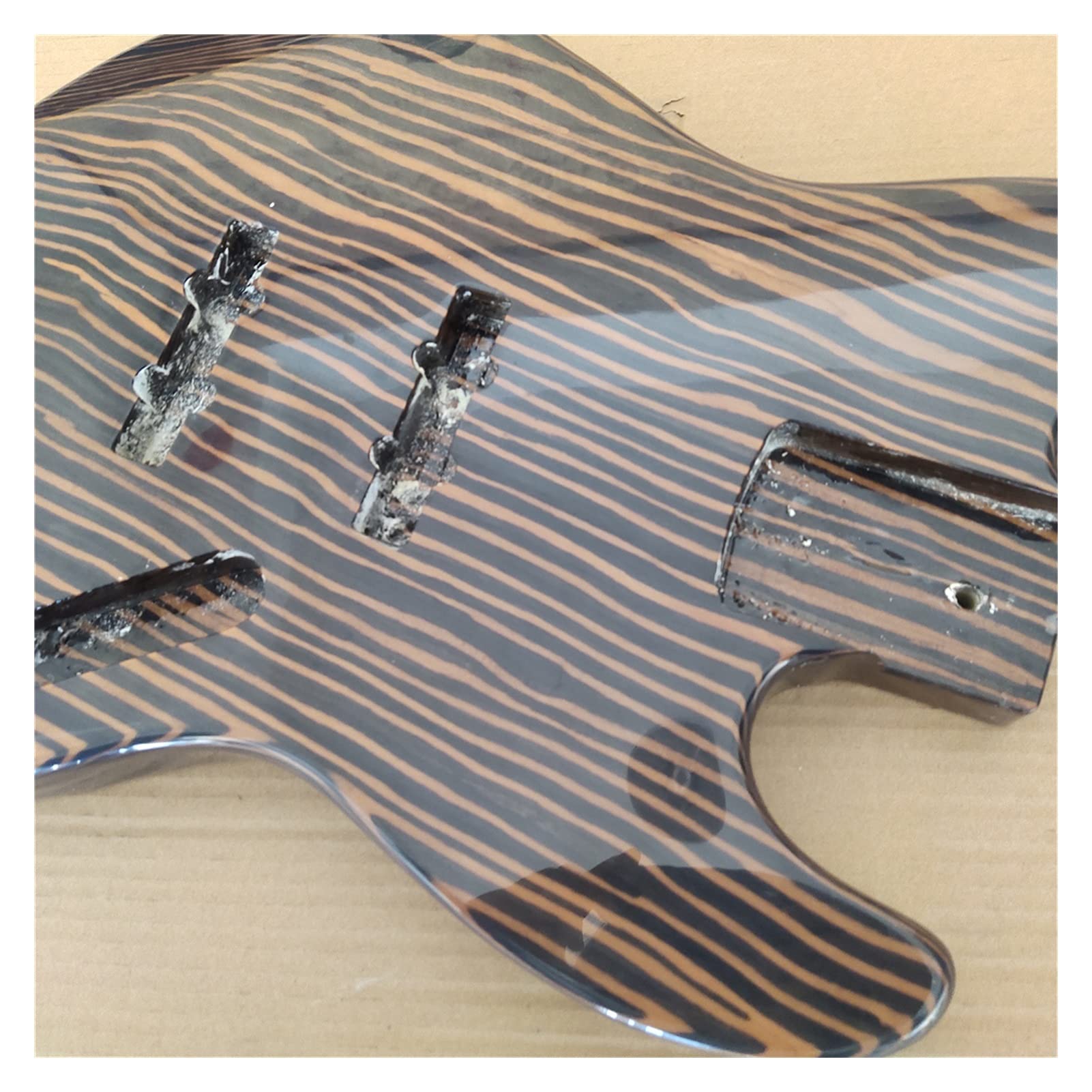 DIY Unfinished Zebrawood Bass Guitar Body Kit - Handmade Gloss Finish for Custom Guitar Building | Perfect for Luthiers, Musicians & Guitar Enthusiasts