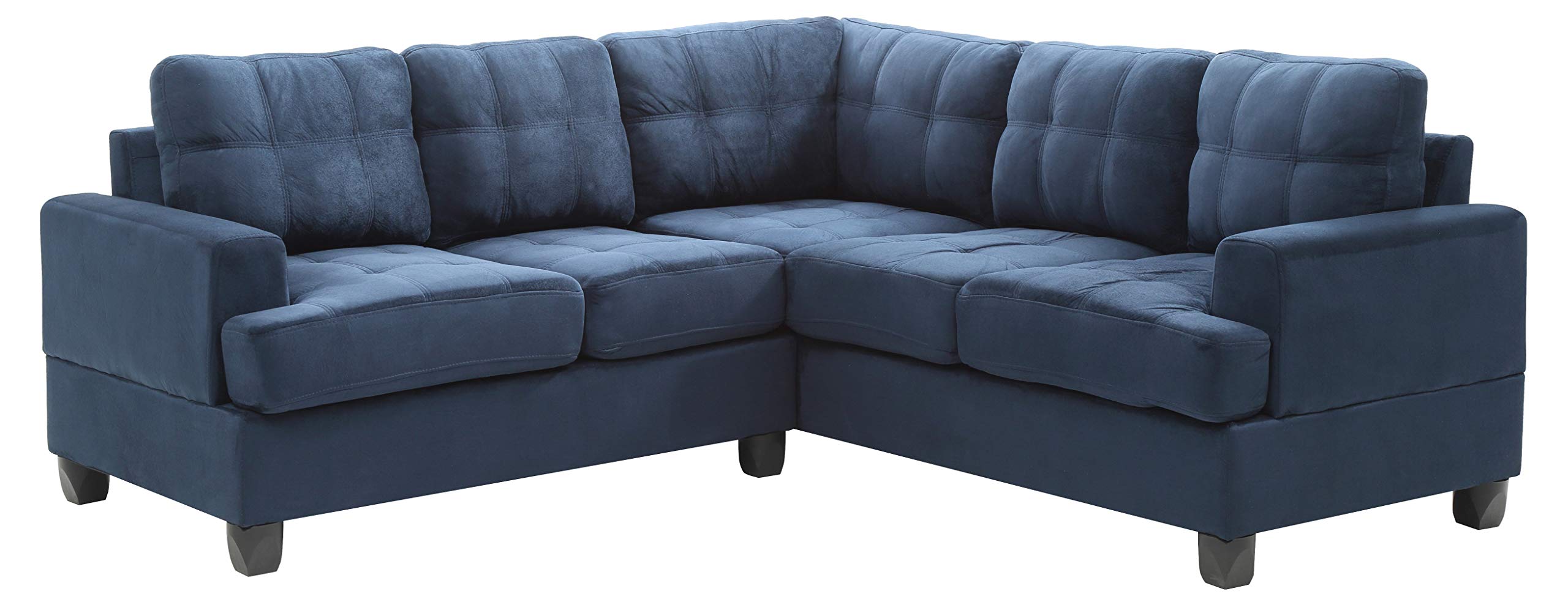 Glory Furniture G510B-SC Modern Navy Blue Sectional Sofa Set - 2-Piece L-Shaped Couch with Soft Fabric for Living Room, Family Room & Home Theater Comfort