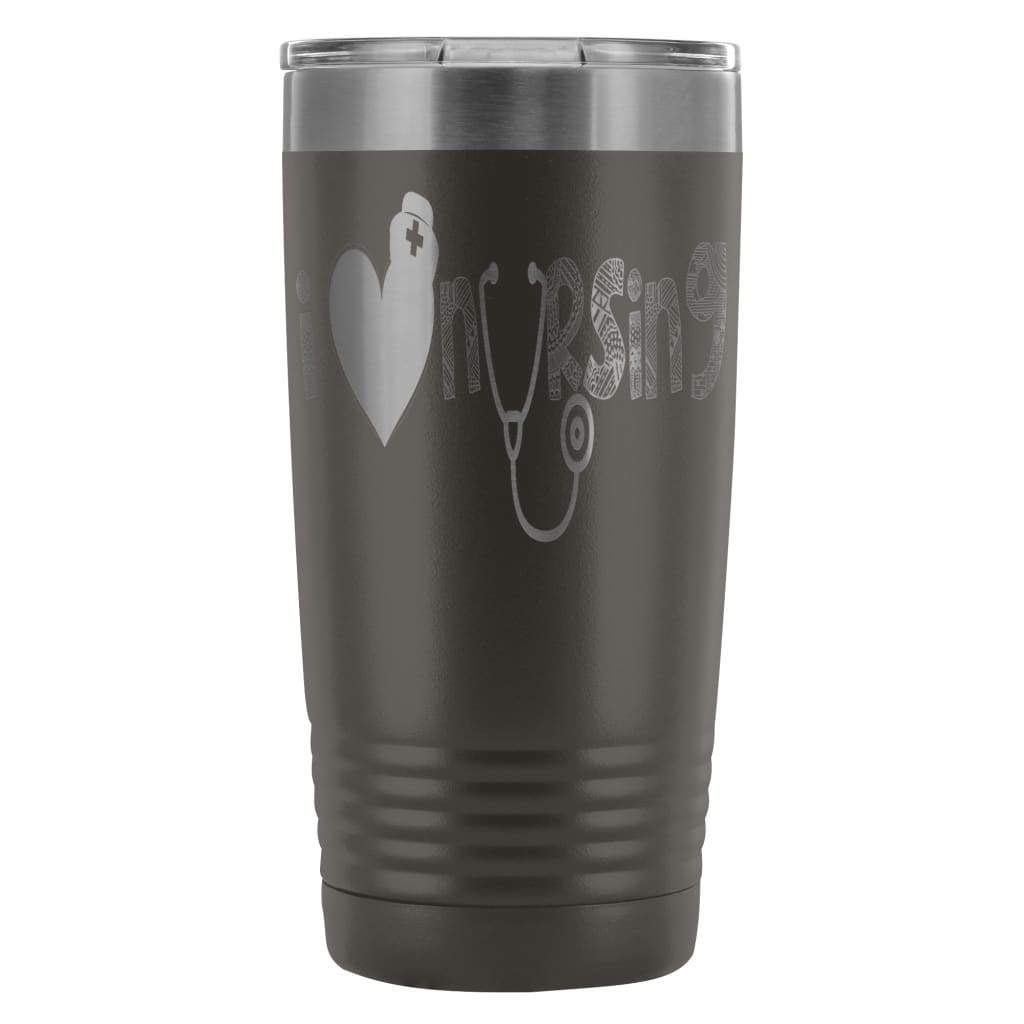 ODDITEES 20oz Stainless Steel Nurse Tumbler - Laser Etched 'I Love Nursing' Insulated Cup for Coffee & Tea (Purple) | Perfect Gift for Nurses, Nursing Students & Healthcare Workers