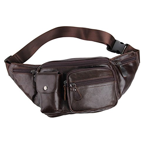 Premium Genuine Leather Unisex Hip Bag - Waist Pack for Men & Women, Cycling Belt Bag with Phone & Key Holder (Model 7210, BRAUN) - Perfect for Outdoor Activities, Travel, and Daily Commute