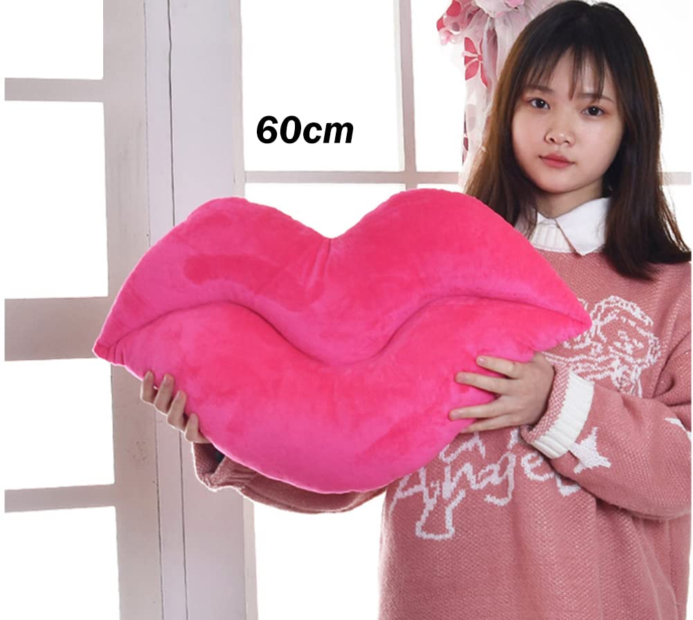Red Velvet Lip Pillow - Hot Pink Love Cushion for Bed & Living Room Decor