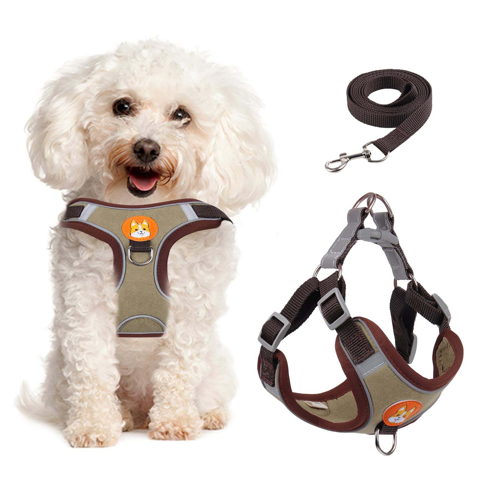 Adjustable No-Pull Reflective Dog Harness & Leash Set for Small to Medium Dogs - Comfortable Puppy Vest with 2 Leash Clips | Perfect for Walking, Training & Nighttime Safety