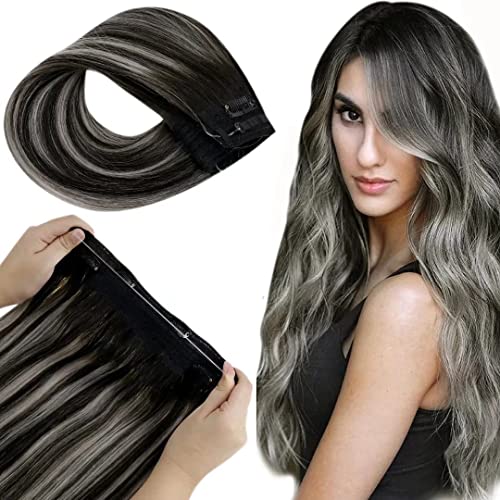 Premium Fish Line Halo Hair Extensions with Invisible Clips - Seamless 100% Human Hair Extensions for Length & Volume - Perfect for Weddings, Parties & Daily Styling