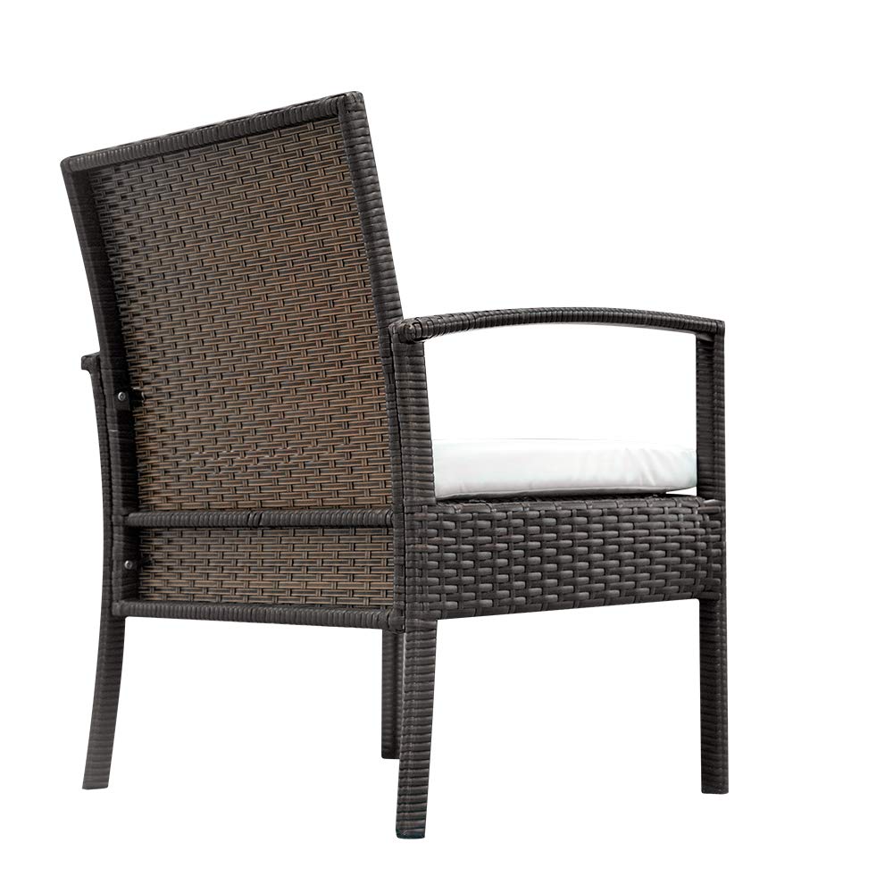 3-Piece Outdoor Patio Furniture Set - Modern Wicker Bistro Conversation Set with Coffee Table for Garden, Balcony, Backyard & Poolside - Classic Brown (Perfect for Relaxing, Entertaining & Outdoor Dining)