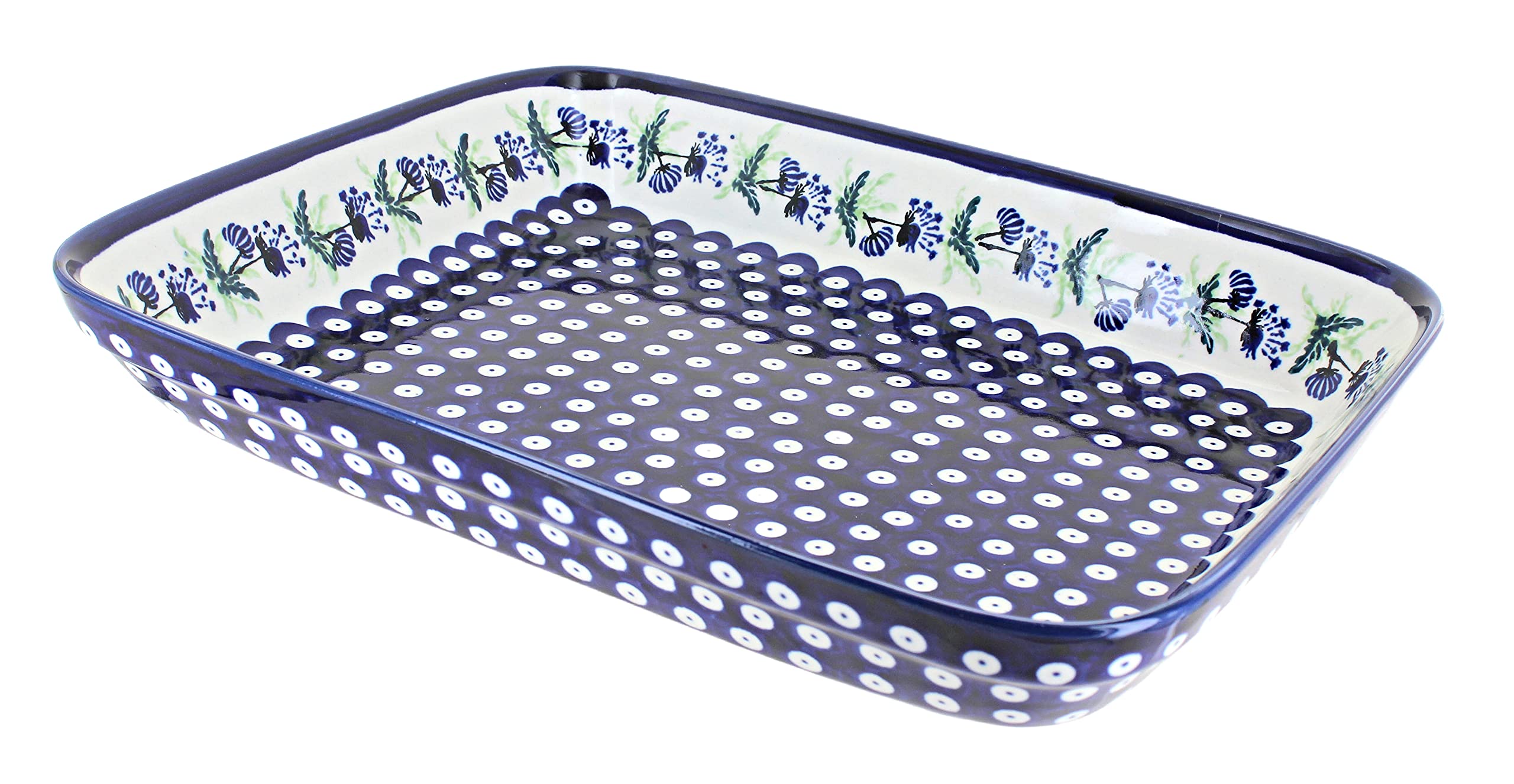 Blue Rose Polish Pottery Sweet Annie Extra Large Rectangular Baker - Handmade Ceramic Baking Dish for Casseroles, Lasagna & Desserts | Perfect for Holiday Dinners & Family Gatherings