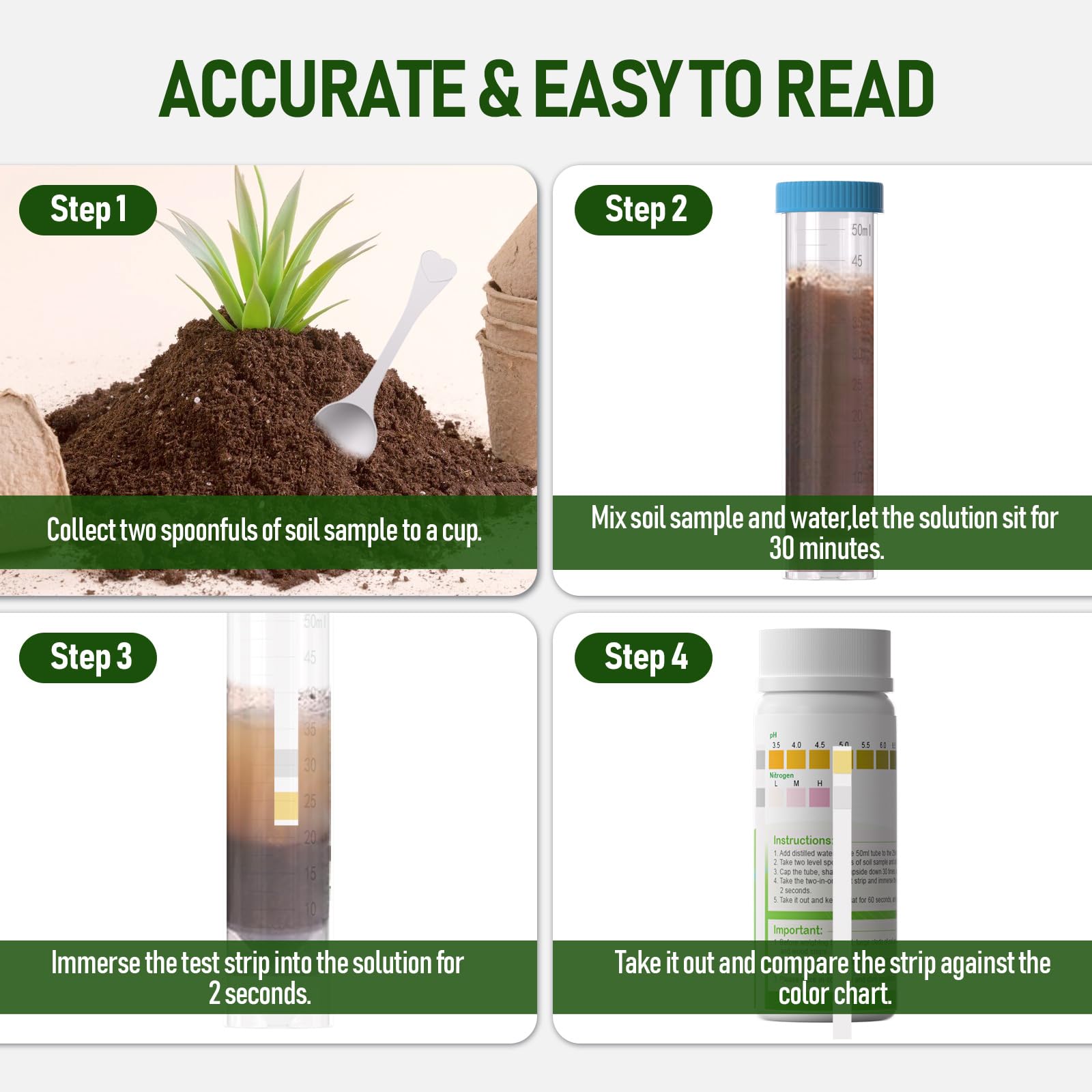 2-in-1 Soil Test Kit (100 Strips) - pH & Nutrient Tester for Home Garden, Lawn, Farm | Perfect for Indoor/Outdoor Plants, Vegetables & Flowers