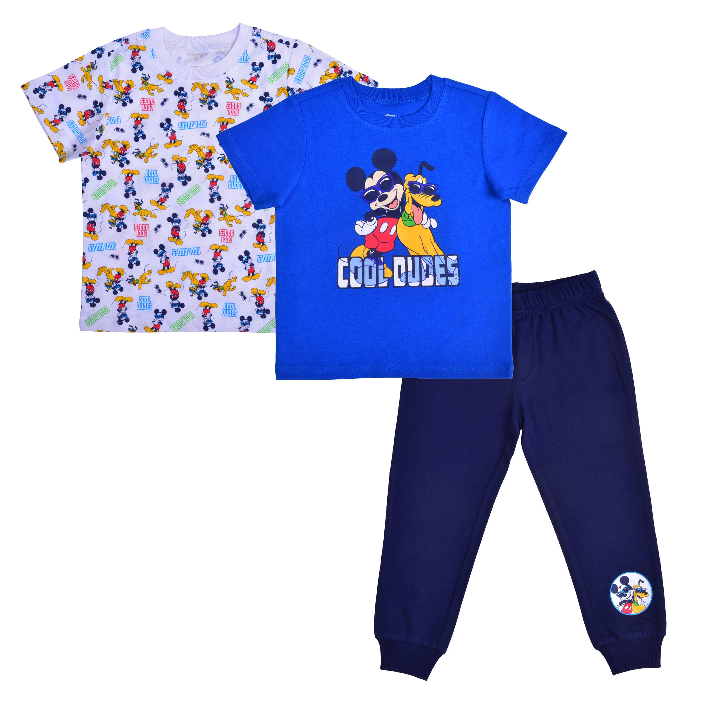 Disney Mickey Mouse Boys' 2-Piece Outfit Set - T-Shirt & Joggers for Infants & Toddlers (Blue/White/Navy or Red/Black/Grey) | Cute Playwear & Casual Daily Wear for Baby Boys