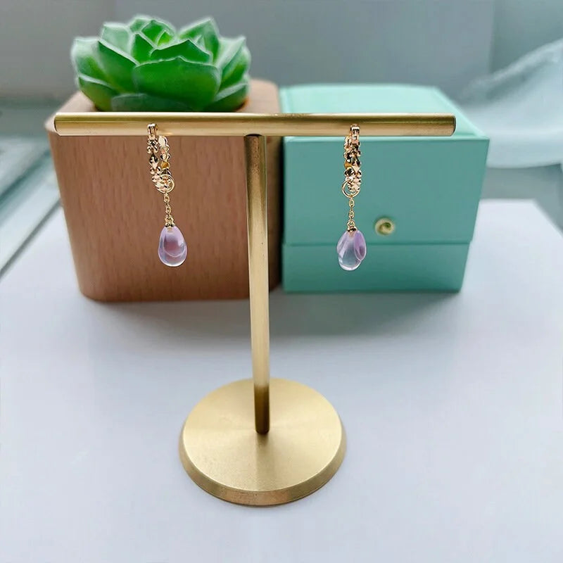 Natural Amethyst Teardrop Earrings for Women - Aquarius Zodiac Jewelry | TB1595 | Elegant Dangle Earrings for Parties, Weddings & Everyday Wear