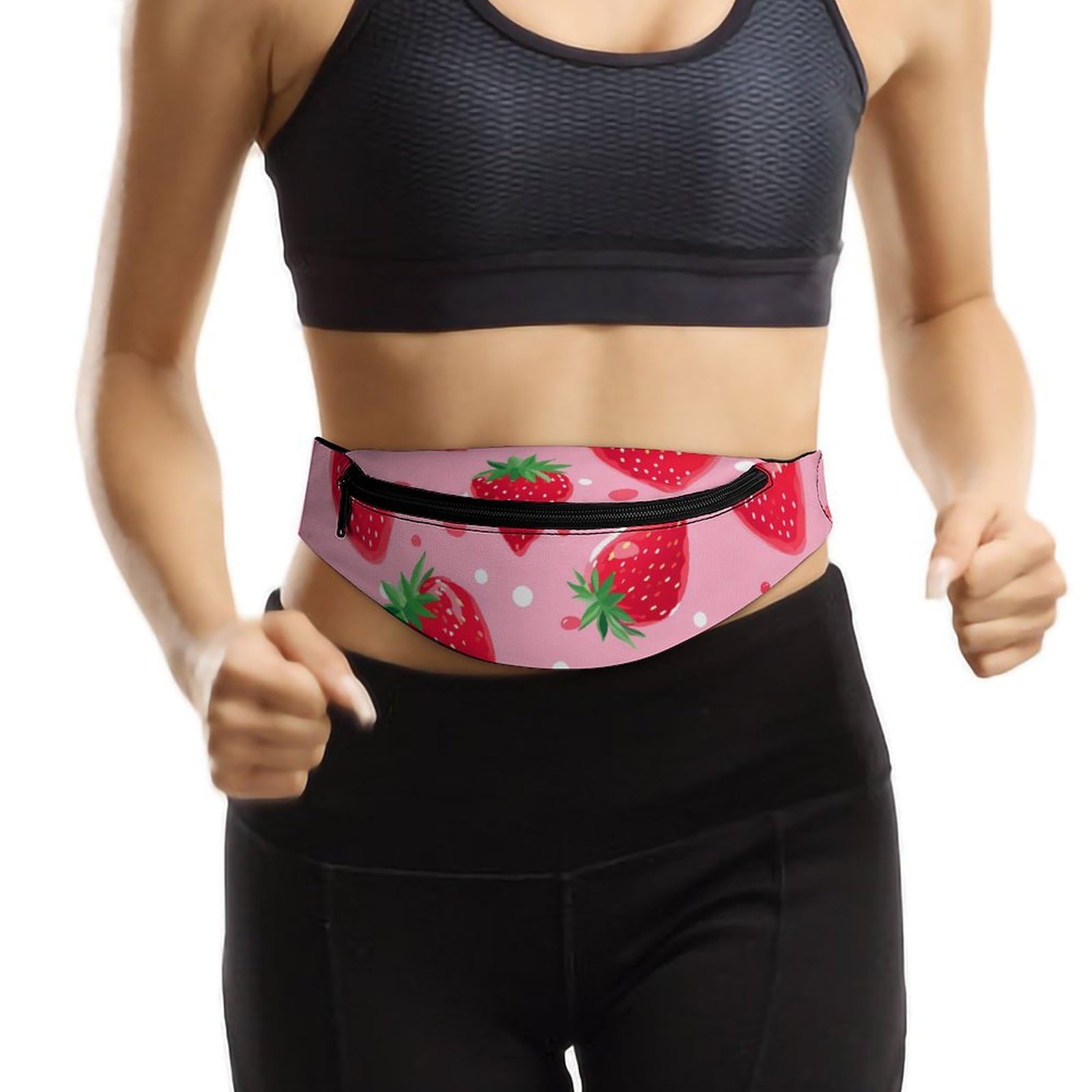 Strawberry Print Adjustable Waist Bag Crossbody Pouch for Women & Men - Fashionable Belt Bag for Travel, Running, Shopping & Outdoor Activities