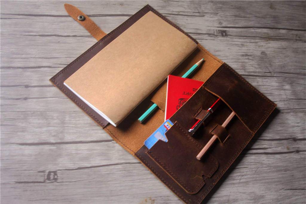 Premium Custom Brown Leather Travelers Notebook - Refillable Journal with Pen Holder & Gift Box - Perfect for Travel, Writing & Bullet Journaling