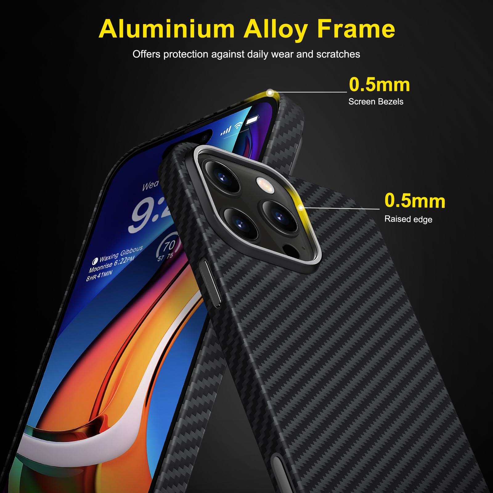 Memumi Magnetic Carbon Fiber Case for iPhone 16 Pro - Ultra Thin & Military Grade Drop Protection | MagSafe Compatible Durable Aramid Fiber Cover | Perfect for Outdoor Adventures, Daily Commuting & Active Lifestyles