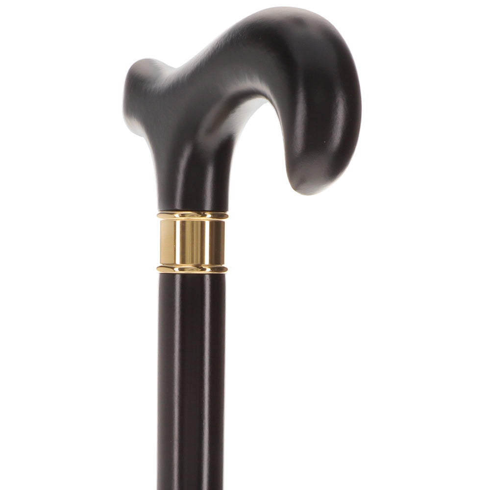 Premium Extra Long Super Strong Black Derby Walking Cane - Beechwood Shaft with Brass Collar (Model V2231) | Durable Mobility Aid for Seniors & Outdoor Hiking Support