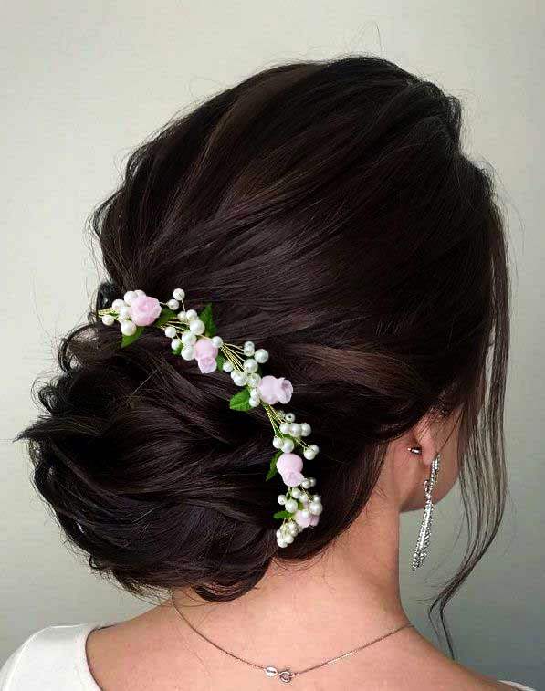 Artificial Small Flower Hair Clip with Pearl - Bridal Hair Veil, Side Pin & Tiara Accessories for Women & Girls (Baby Pink #2377) - Perfect for Weddings, Prom & Special Occasions