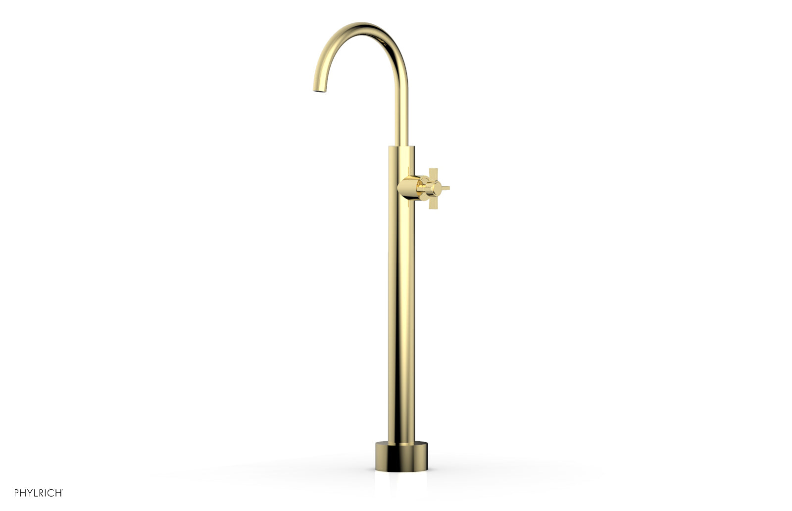 BASIC Low Floor Mount Tub Filler with Cross Handle - D132 44 04 - Perfect for Modern Bathroom Renovations and Spa-Like Showers