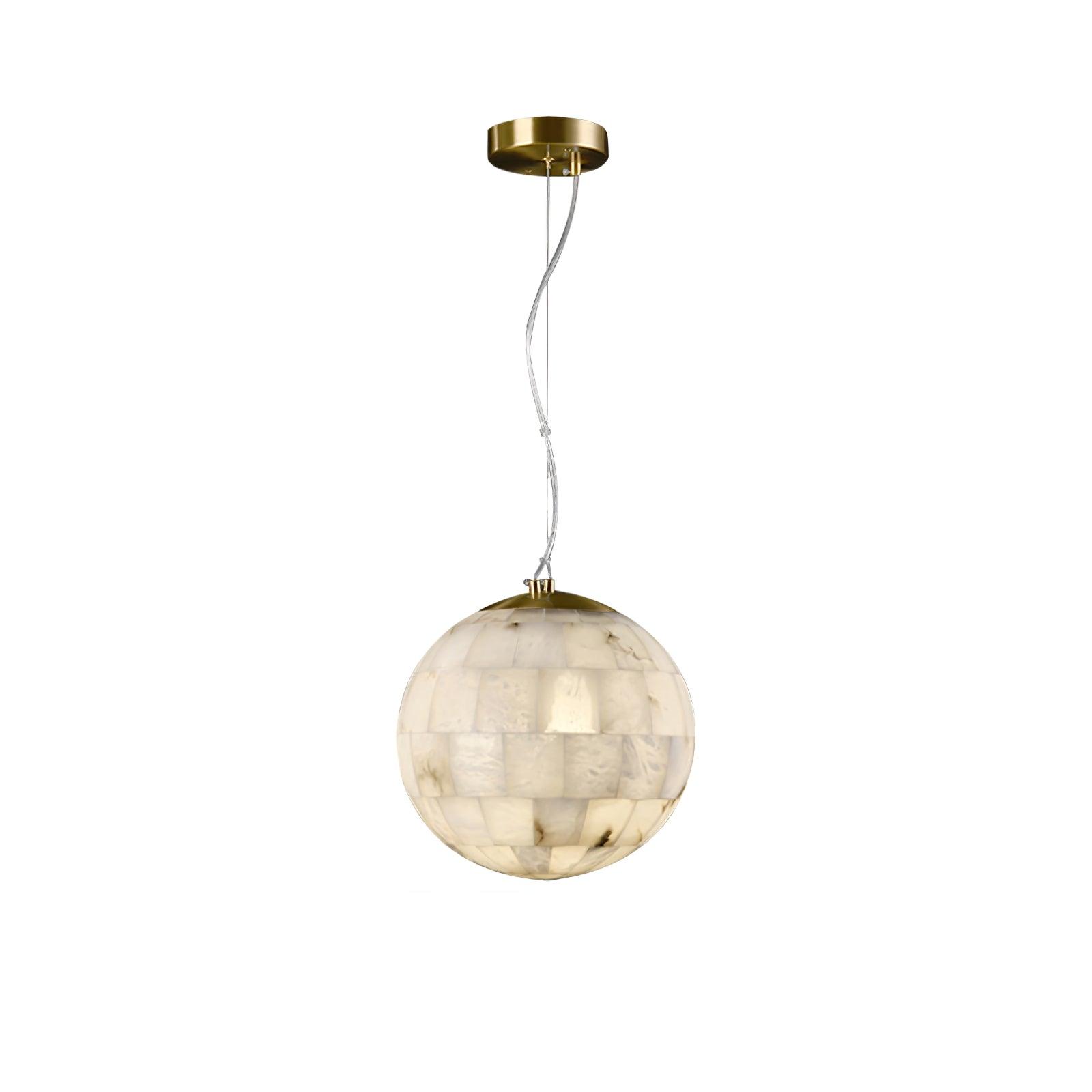 Alabaster Ball Pendant Light Fixture - Modern Handcrafted Glass Chandelier for Dining Room, Kitchen Island & Bedroom Lighting