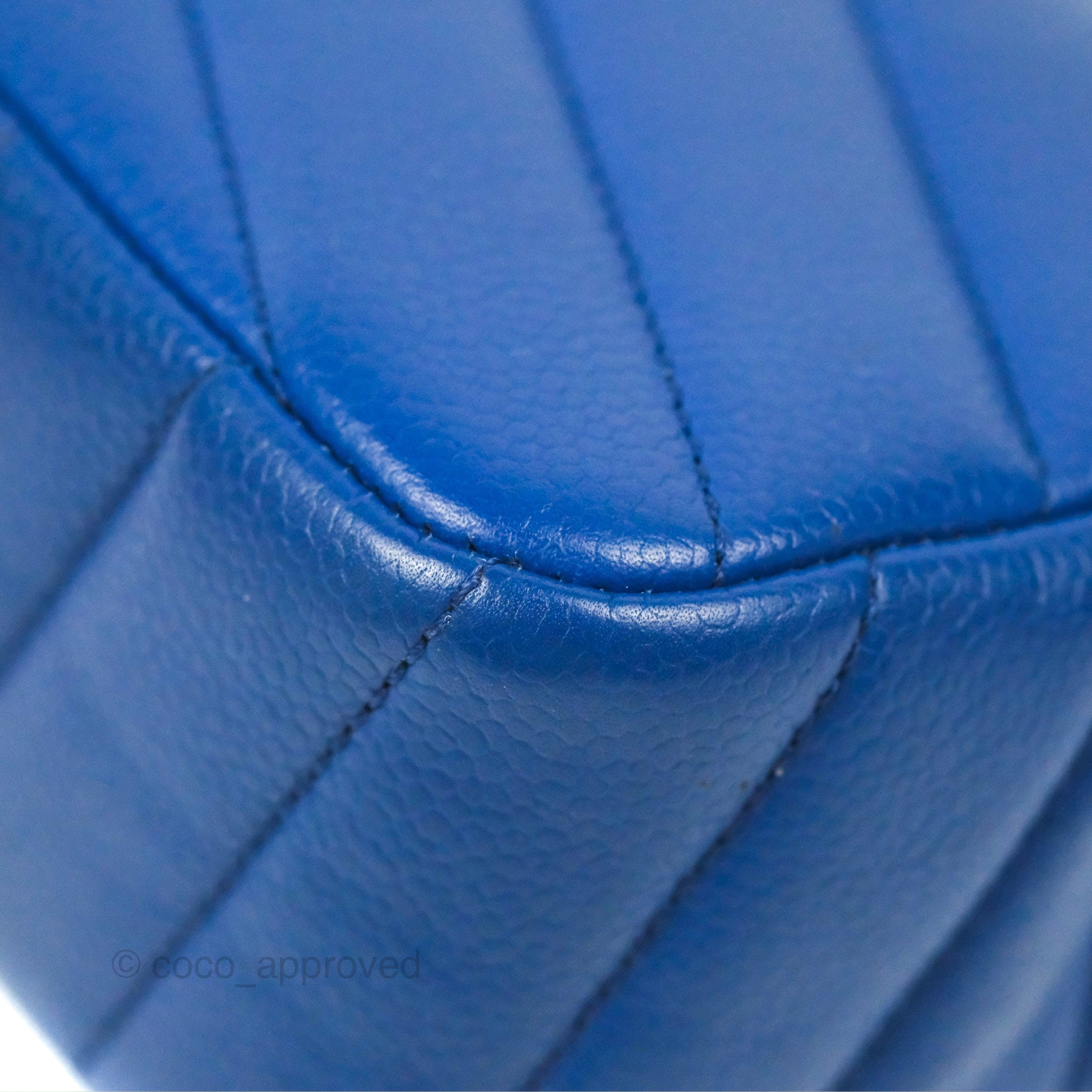 Chanel Chevron Flap Bag Blue Grained Calfskin Leather with Silver Hardware - Luxury Crossbody Purse for Women, Perfect for Date Night & Special Occasions