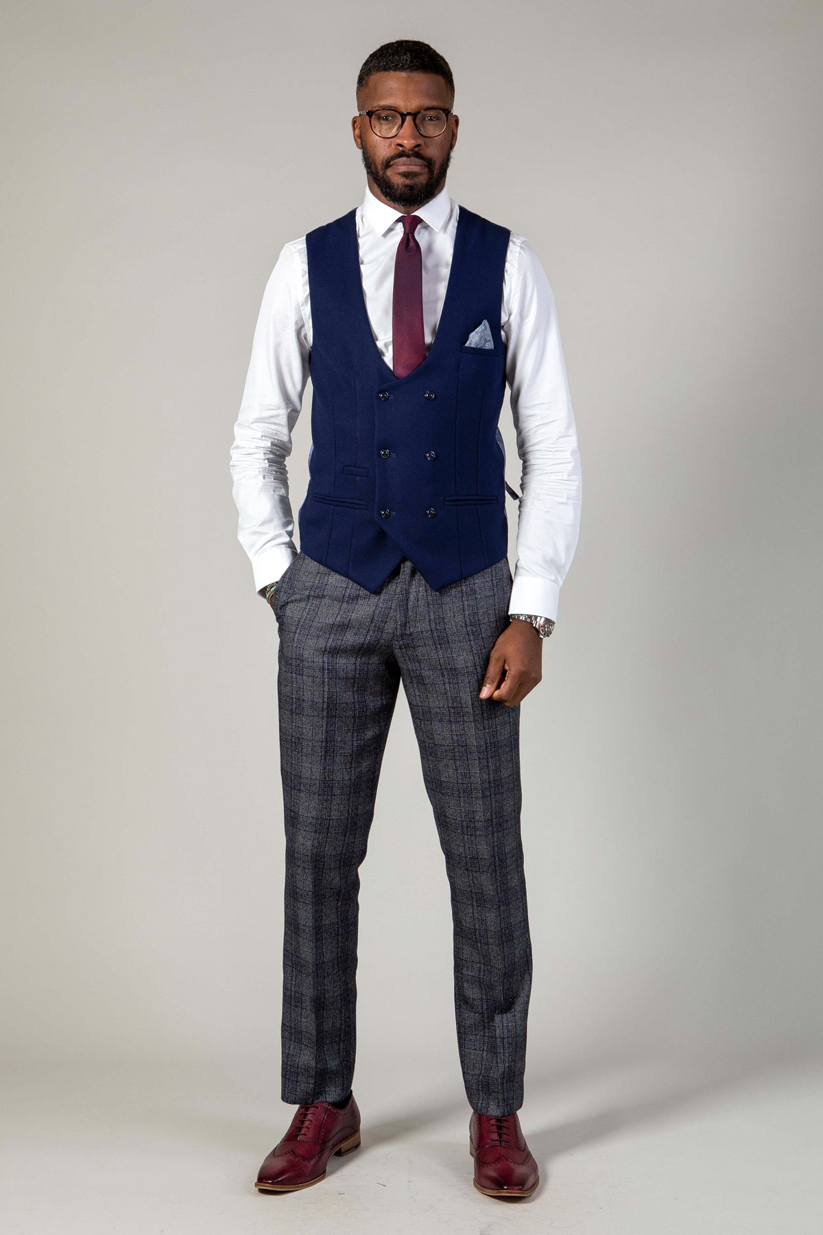 KELVIN Men's Royal Blue Double Breasted Waistcoat Vest | Formal Business Attire | Perfect for Weddings, Office & Special Occasions