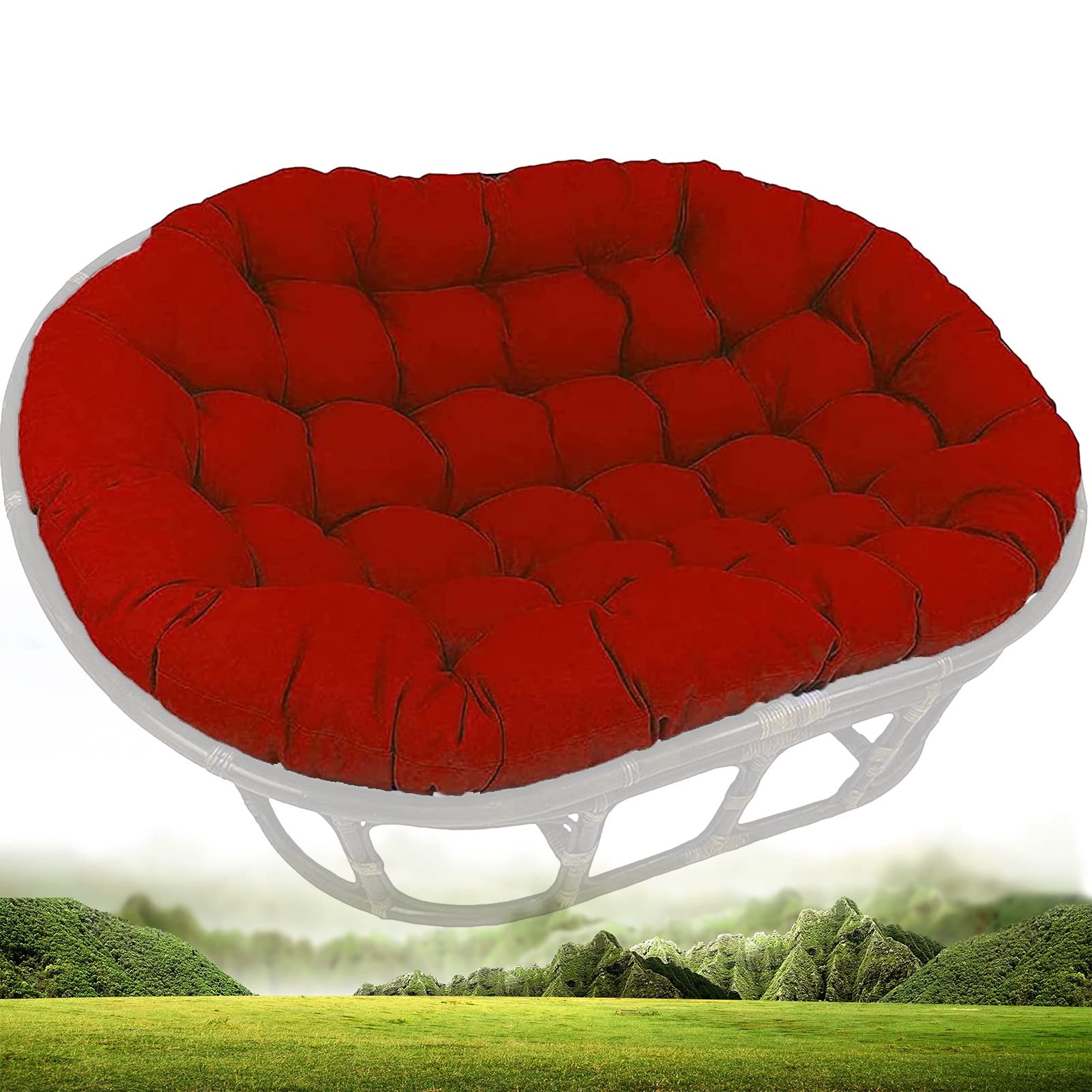 Waterproof Outdoor Lounger Cushion - Double Papasan Rocking Chair Pad, Garden Furniture Accessory, Hammock & Swing Sofa Cushion (47.2 x 39.3 Inches, Red) - Perfect for Patio, Deck, Poolside & Backyard Relaxation