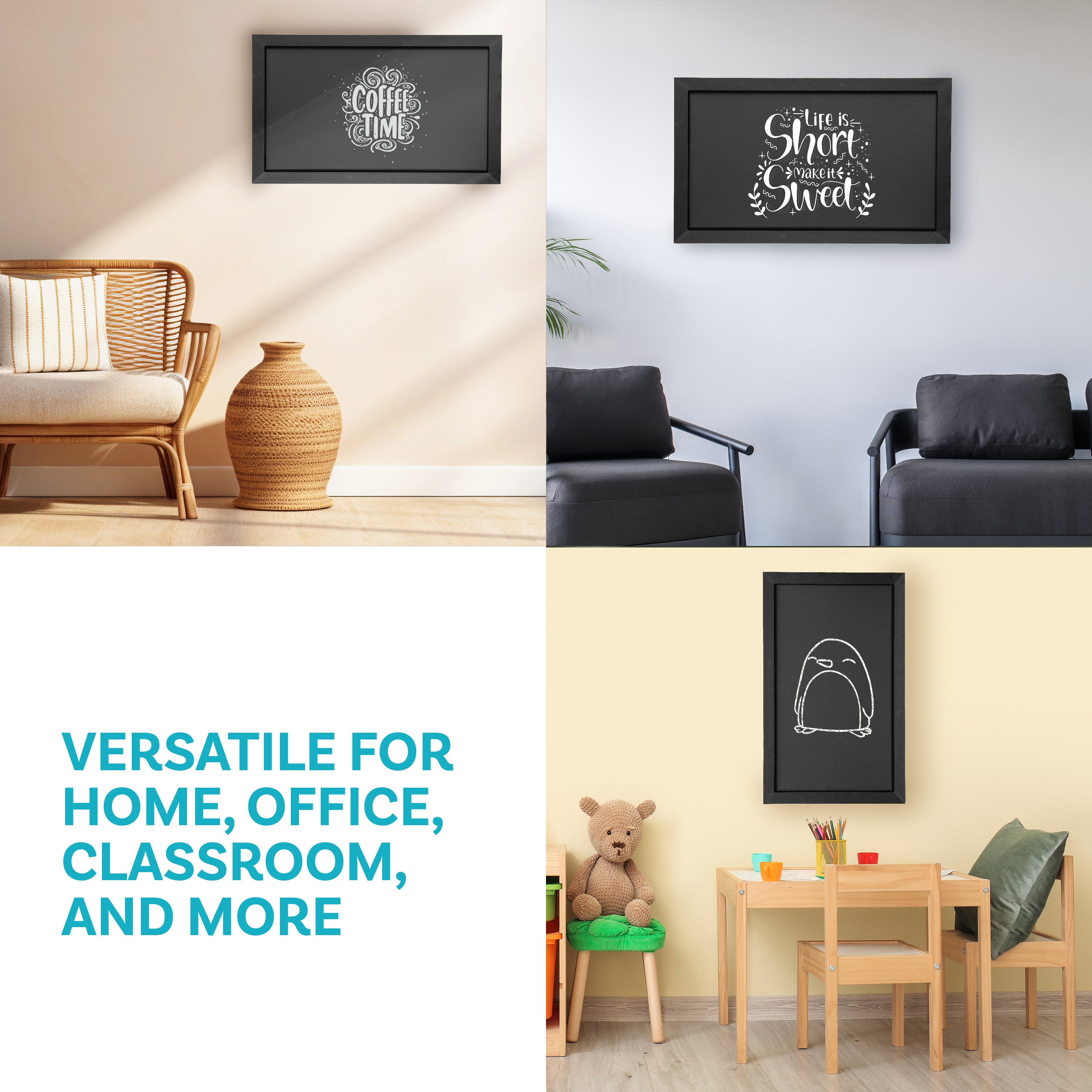 Sunnydaze 36 x 24 Inch Magnetic Chalkboard for Wall - Durable Dry Erase Board for Kitchen, Office, Classroom & Kids Room Organization