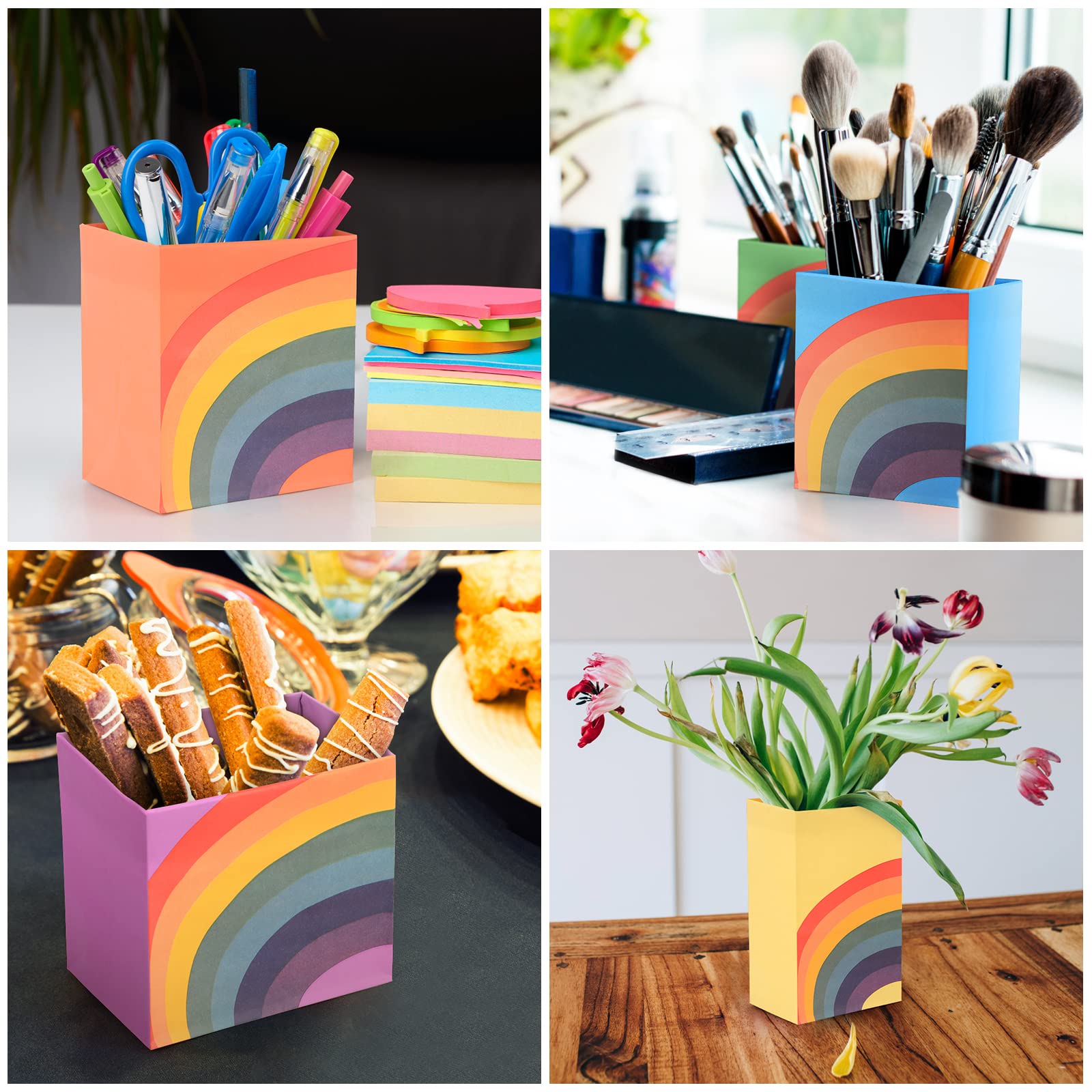Gintan 40-Pack Rainbow Paper Gift Bags for Candy with Stickers - Perfect for Kids Birthday Parties, Baby Showers & Holiday Celebrations