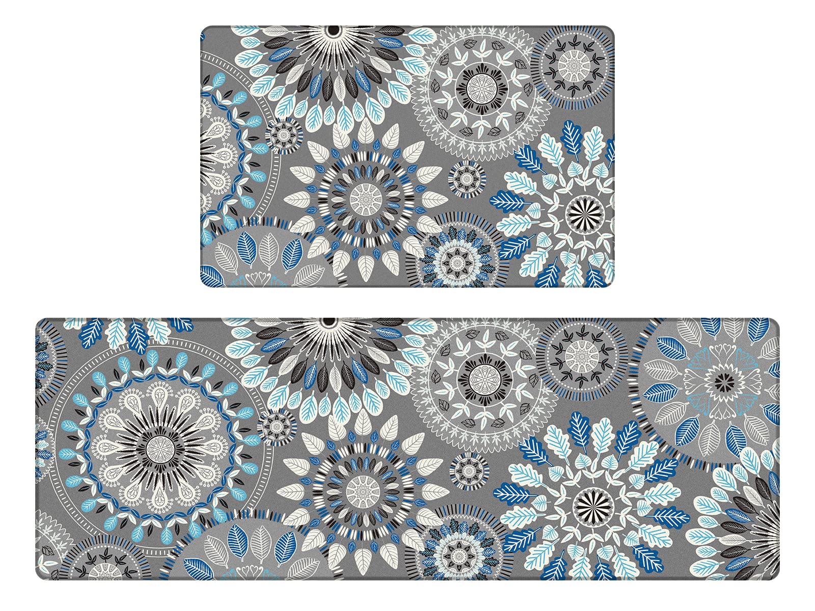 Boho Kitchen Rugs Set of 2 - Non-Slip Anti Fatigue Mats with Cushioning for Hard Floors, Waterproof Kitchen Runner for Comfortable Standing - Perfect for Kitchens, Laundry Rooms & High-Traffic Areas