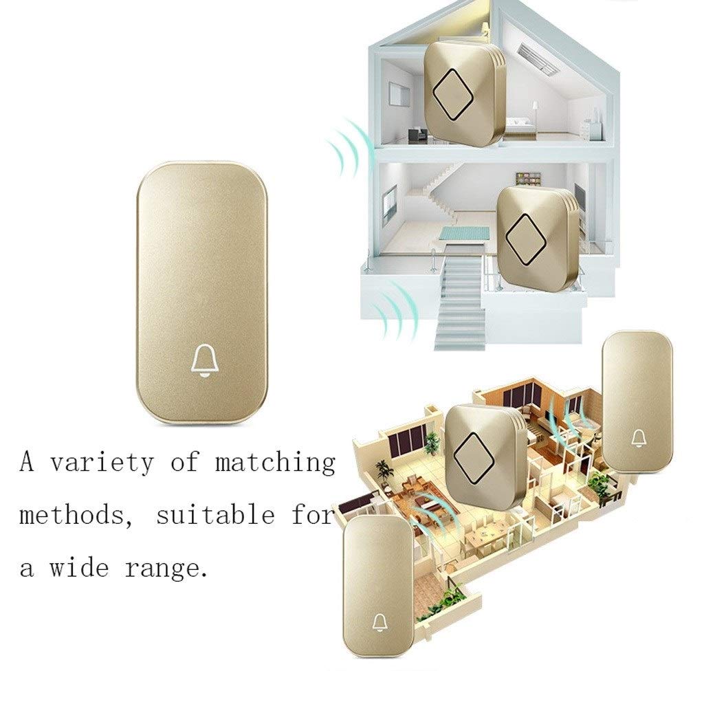 Self-Powered Wireless Doorbell Kit with 58 Melody Options & Long Range - Gold/White Color - Perfect for Home, Office, and Apartment Security