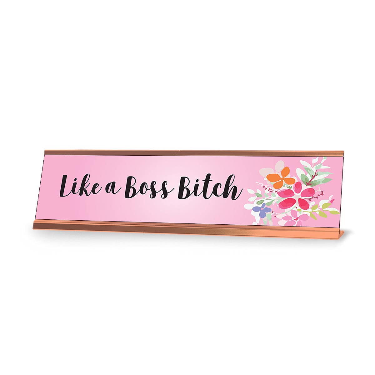 Like A Boss Bitch Motivational Desk Sign - 2x8 Inch Office Decor for Women - Perfect for Work Desks, Home Offices & Inspirational Gifts
