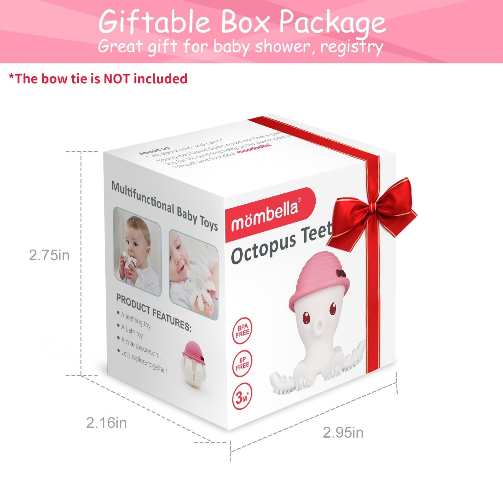 Best Baby Teething Toys for 3+ Months - Mombella Octopus Teether for Infants | Safe Food-Grade Silicone, BPA-Free | Soothing Chewing & Sucking Relief | Perfect Baby Shower Gift for Girls & Boys | Ideal for Home, Travel & Daycare Use