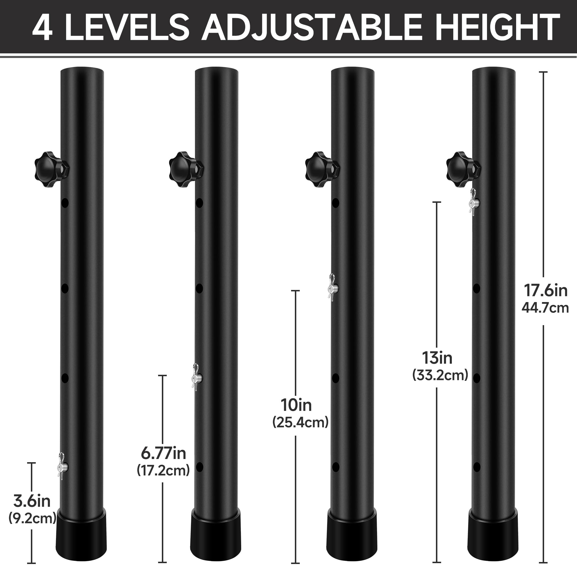 Heavy Duty Adjustable Steel Table Leg Extenders for Folding Tables - Compatible with Straight & Bent Legs - Raise Table Height Perfect for Dining, Workstations & Crafting Tables