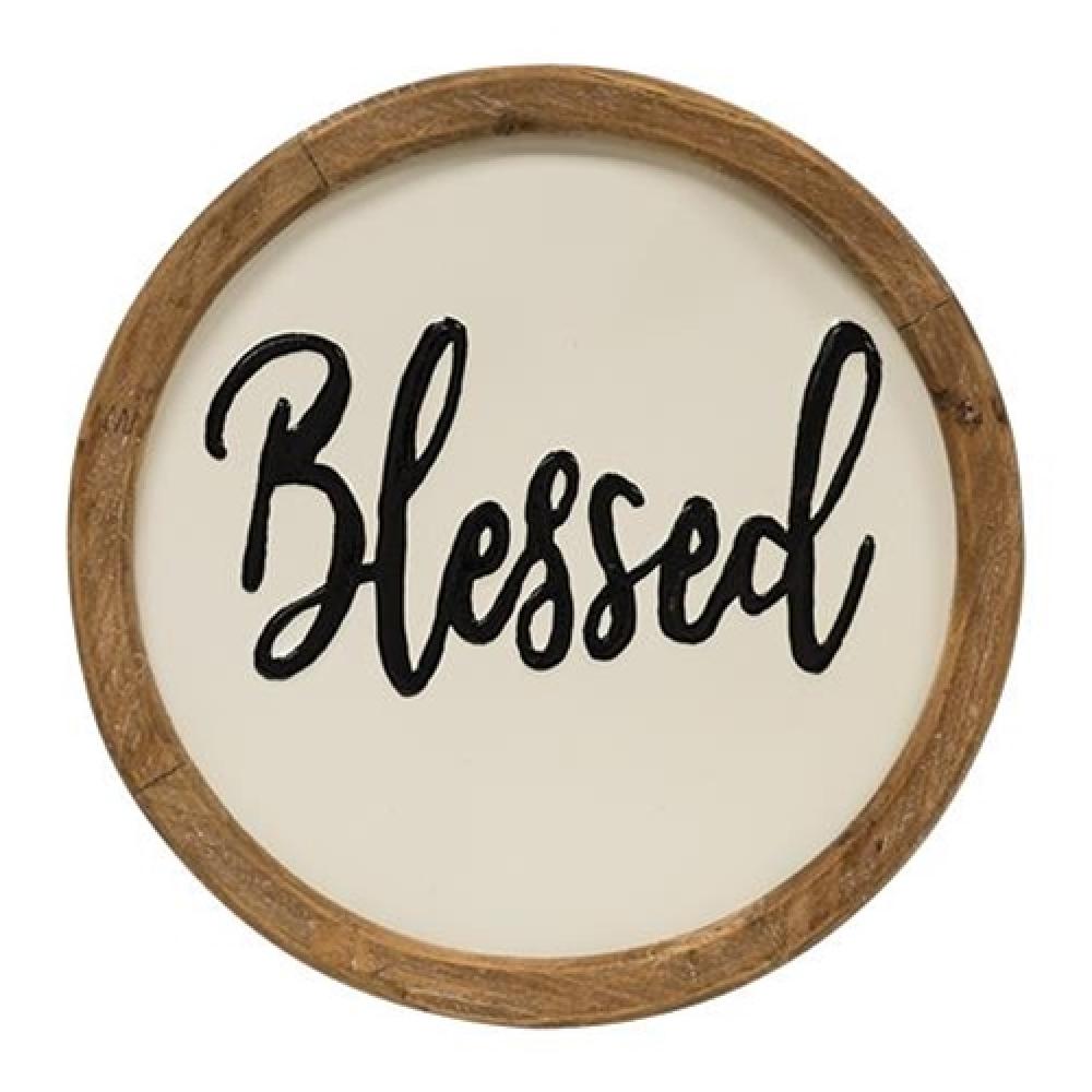 Blessed Round Wooden Wall Sign - 12 Inch Home Decor for Farmhouse, Living Room & Bedroom - Inspirational Gift for Housewarming & Holidays