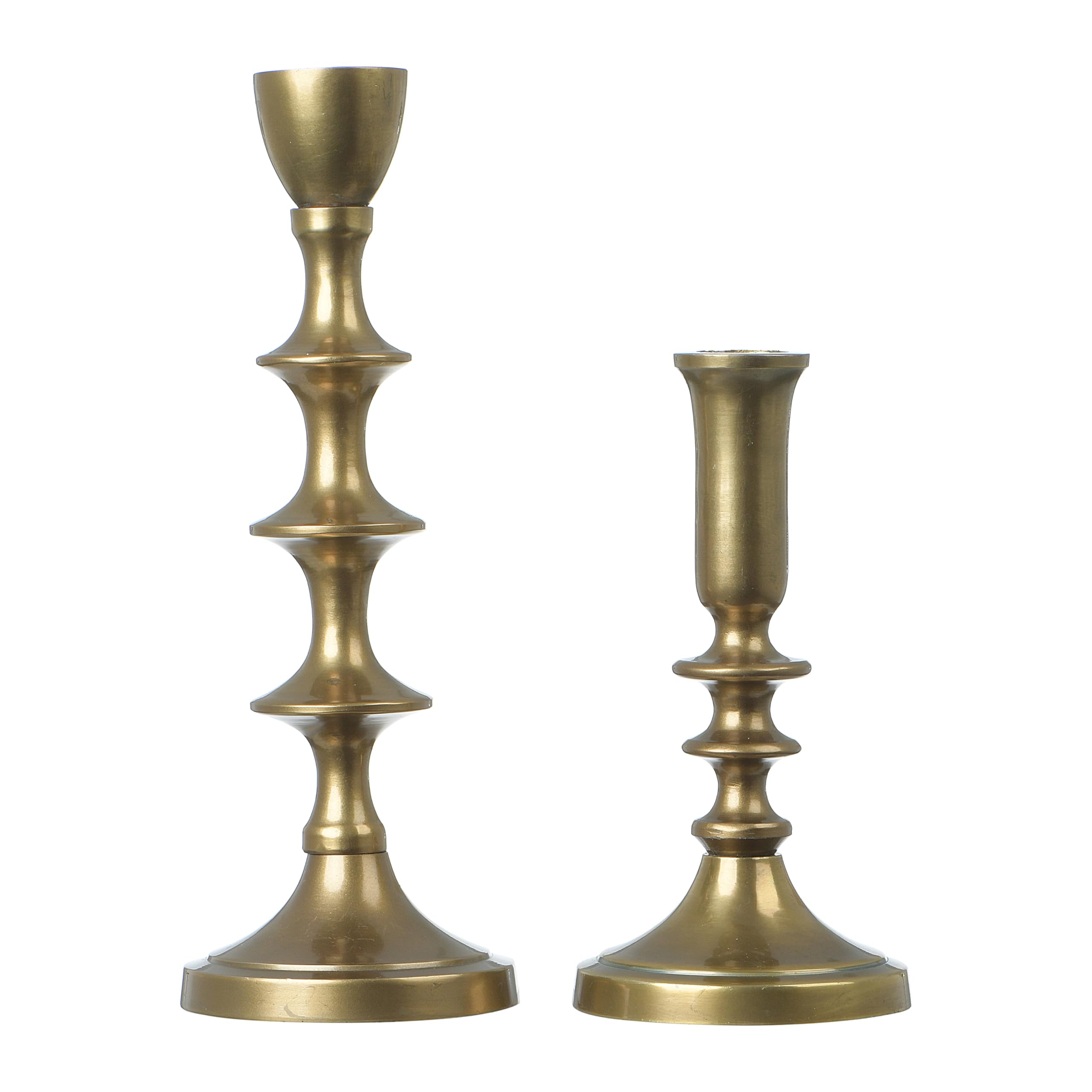 Creative Co-Op Decorative Metal Taper Candle Holders - Gold Set of 2 - Elegant Table Decor for Weddings, Dining Room Centerpieces & Holiday Home Decor