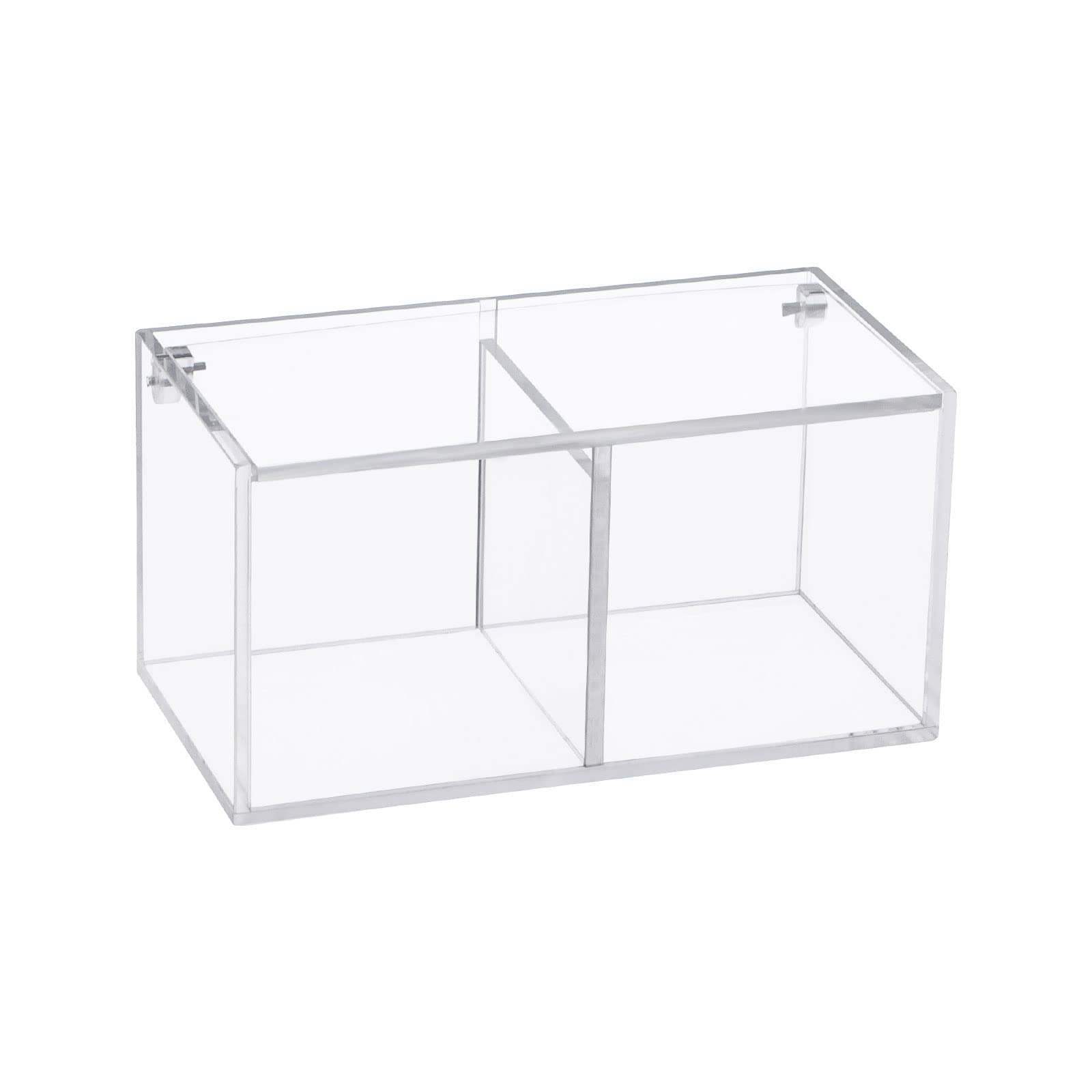 Yeeco Clear Acrylic Jewelry Storage Box with Lid - 2 Compartment Organizer for Necklaces, Rings, Beads (5.1”×2.6”×2.6”) - Perfect for Jewelry Display, Candy Storage & Office Supplies Organization