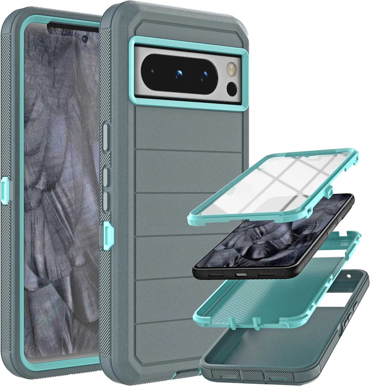 Google Pixel 8 Pro Case with Built-in Screen Protector - 3-Layer Shockproof Durable Phone Cover for Ultimate Protection | Perfect for Outdoor Activities, Travel & Daily Use