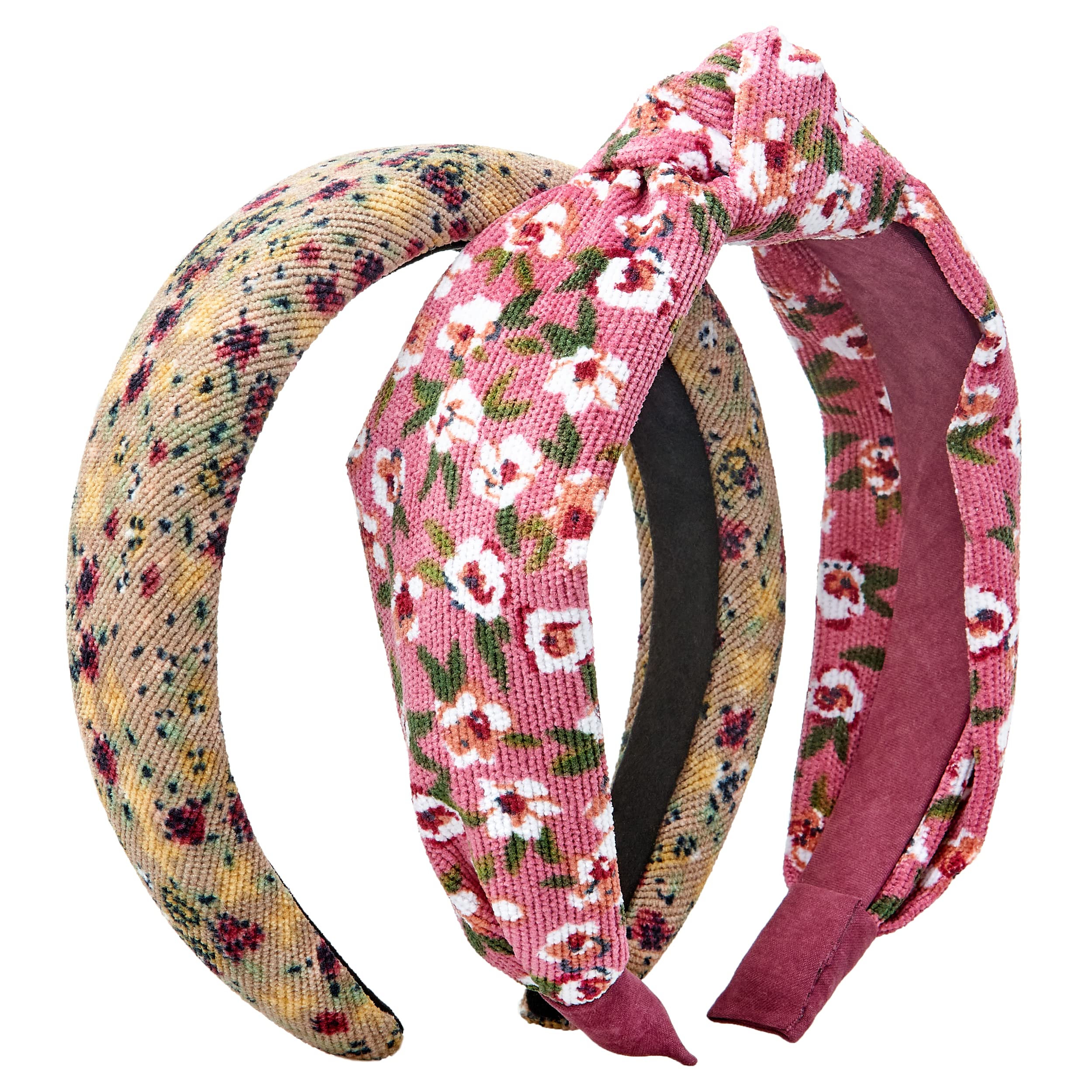 BLACK DIAMOND Women's Thin Headbands Set - Floral Design Hair Accessories for Yoga, Workouts & Everyday Wear