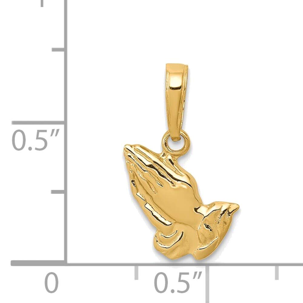 Bonyak 14K Yellow Gold Praying Hands Pendant - Religious Jewelry for Women & Men - Perfect for Daily Wear, Gifts & Special Occasions