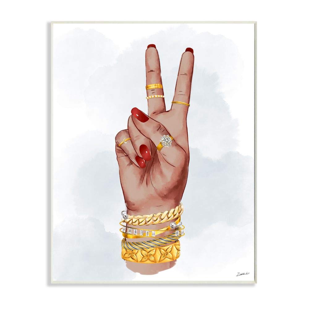 Stupell Industries Peace Hand Pose Wall Art with Chic Fashion Accessories - 10