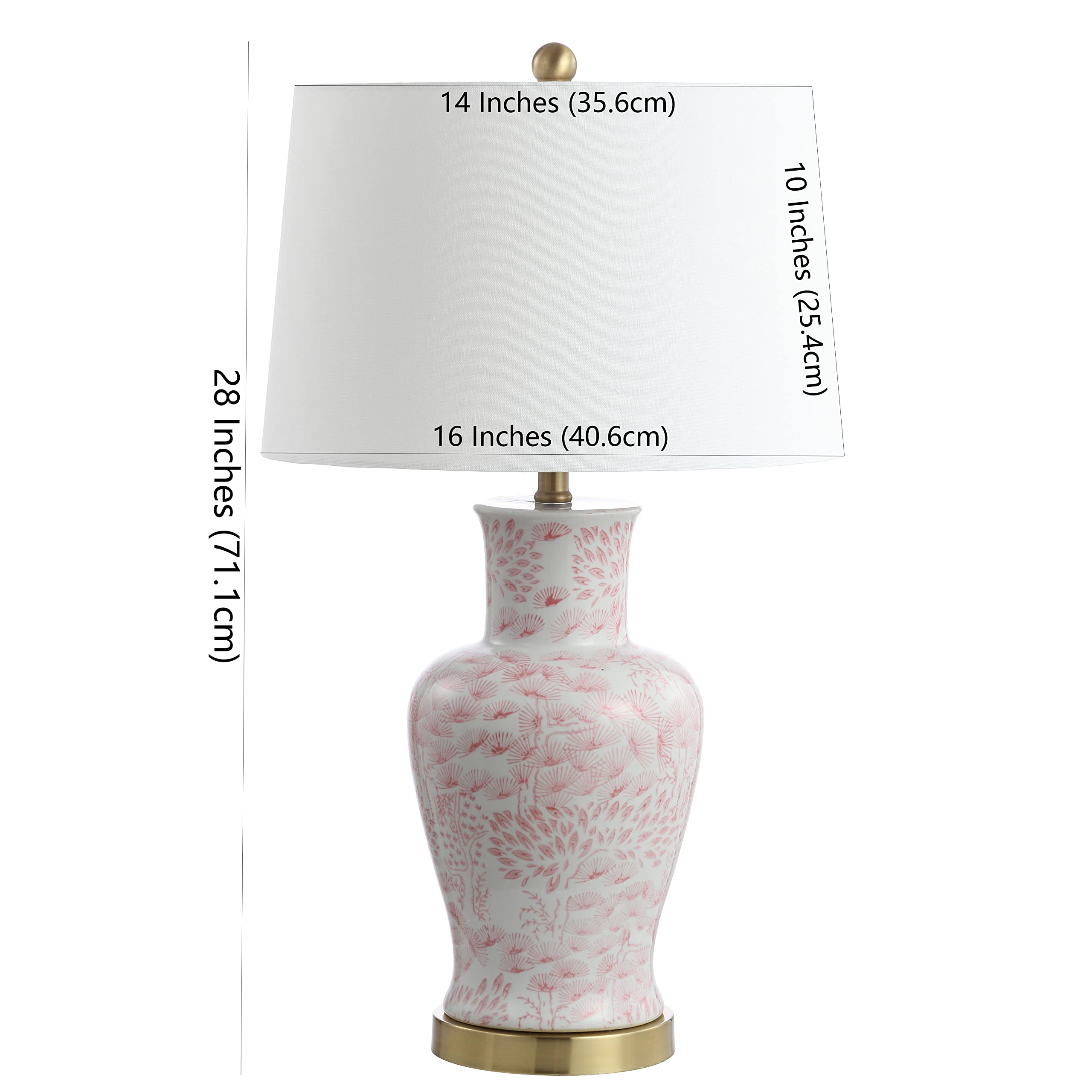 SAFAVIEH Lighting Collection Calli Pink & White Chinoiserie 28-Inch Table Lamp Set of 2 with LED Bulbs - Elegant Bedroom, Living Room, Home Office & Nightstand Lighting for Cozy Ambiance