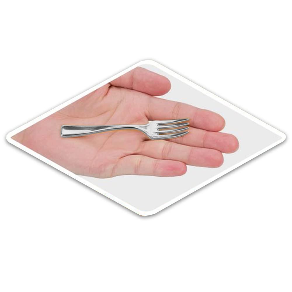 100-Pack Disposable Mini Plastic Appetizer Forks - Elegant Silver Cocktail Forks for Parties, Weddings, Catering & Events | Perfect for Hors d'Oeuvres, Canapés & Finger Foods