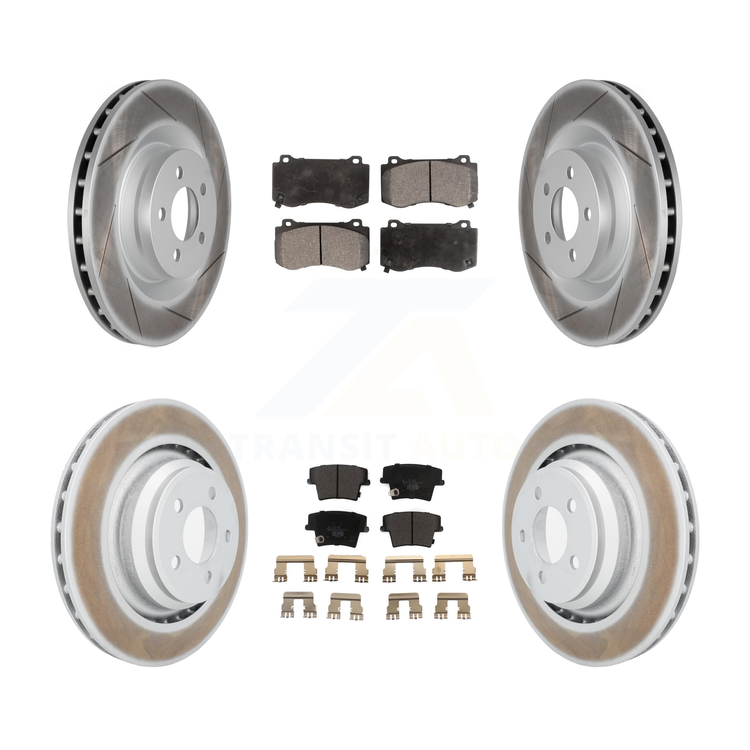 High-Performance Coated Front & Rear Disc Brake Rotors & Ceramic Pads Kit - Compatible with 2015 Dodge Charger R/T Scat Pack 6.4L (KGT-100785) | Durable Brake Replacement for Smooth Stopping & Enhanced Safety | Perfect for Daily Driving, Racing & High-Speed Performance