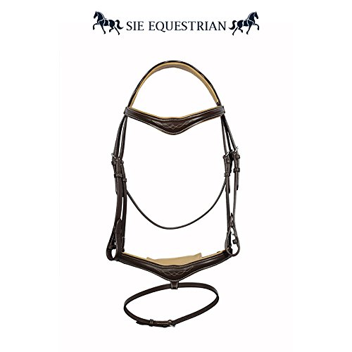 Premium Leather Horse Bridle with Designer Crown Browband & Fancy Stitch Noseband - Show, Dressage & Trail Riding Equestrian Equipment