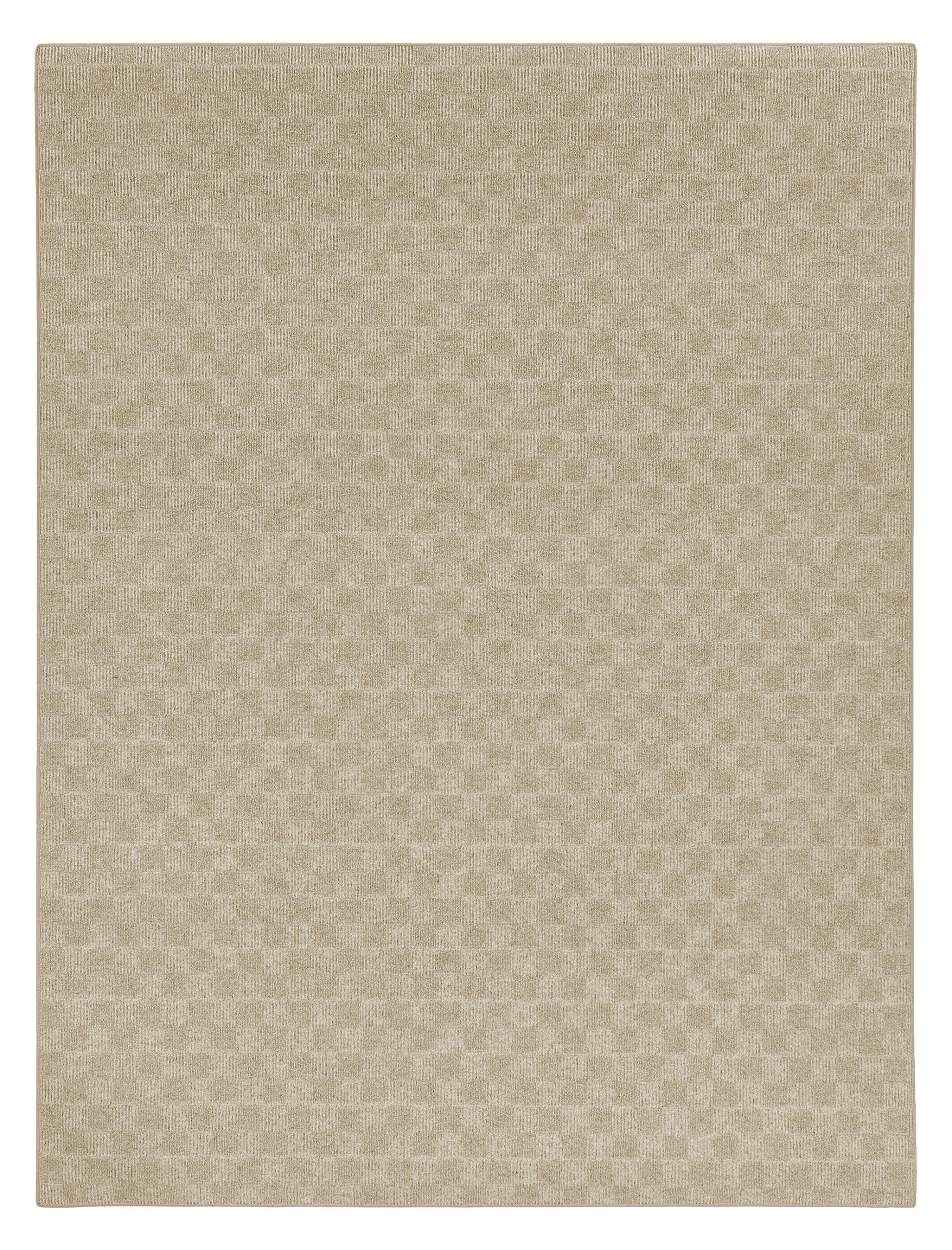 Checkerboard Waffle Pattern Indoor/Outdoor Rug - Eco-Friendly DuraKnit Pile & Loop Carpet with Natural Wool Softness (10' x 10', Putty) - Perfect for Living Rooms, Patios, and Entryways