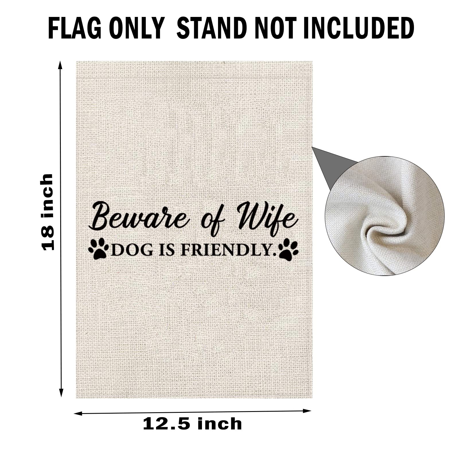 PWHAOO Funny 'Beware of Wife Dog is Friendly' Garden Flag - Cute Welcome Sign for Dog Lovers & Dog Moms - Perfect Outdoor Decor for Yards, Lawns & Pet-Friendly Homes (Wife Dog is Friendly Design)