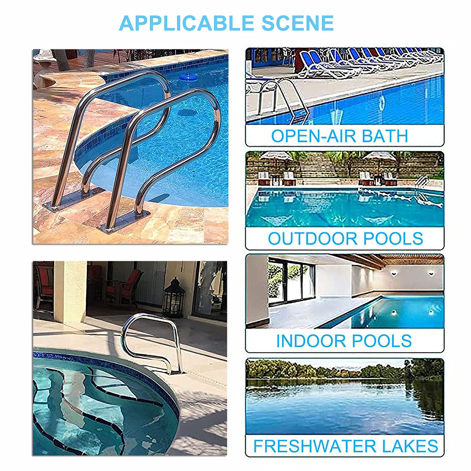 CGF Stainless Steel Swimming Pool Hand Rail - 304 Stainless Steel, Quick Mount Installation for In-Ground Pools | Durable Safety Grab Bar for Indoor & Outdoor Use, Perfect for Seniors and Pool Safety