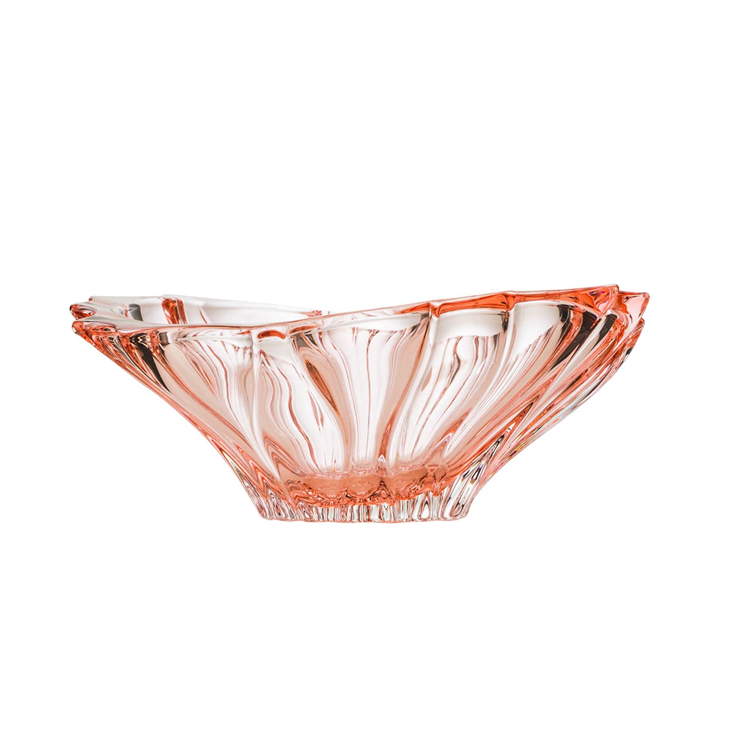 Plantica Pink Collection - 13 Inch Modern Crystal Handcrafted Decorative Bowl for Home Decor, Wedding Centerpiece & Gift Giving - Elegant Pink Glass Serving Bowl