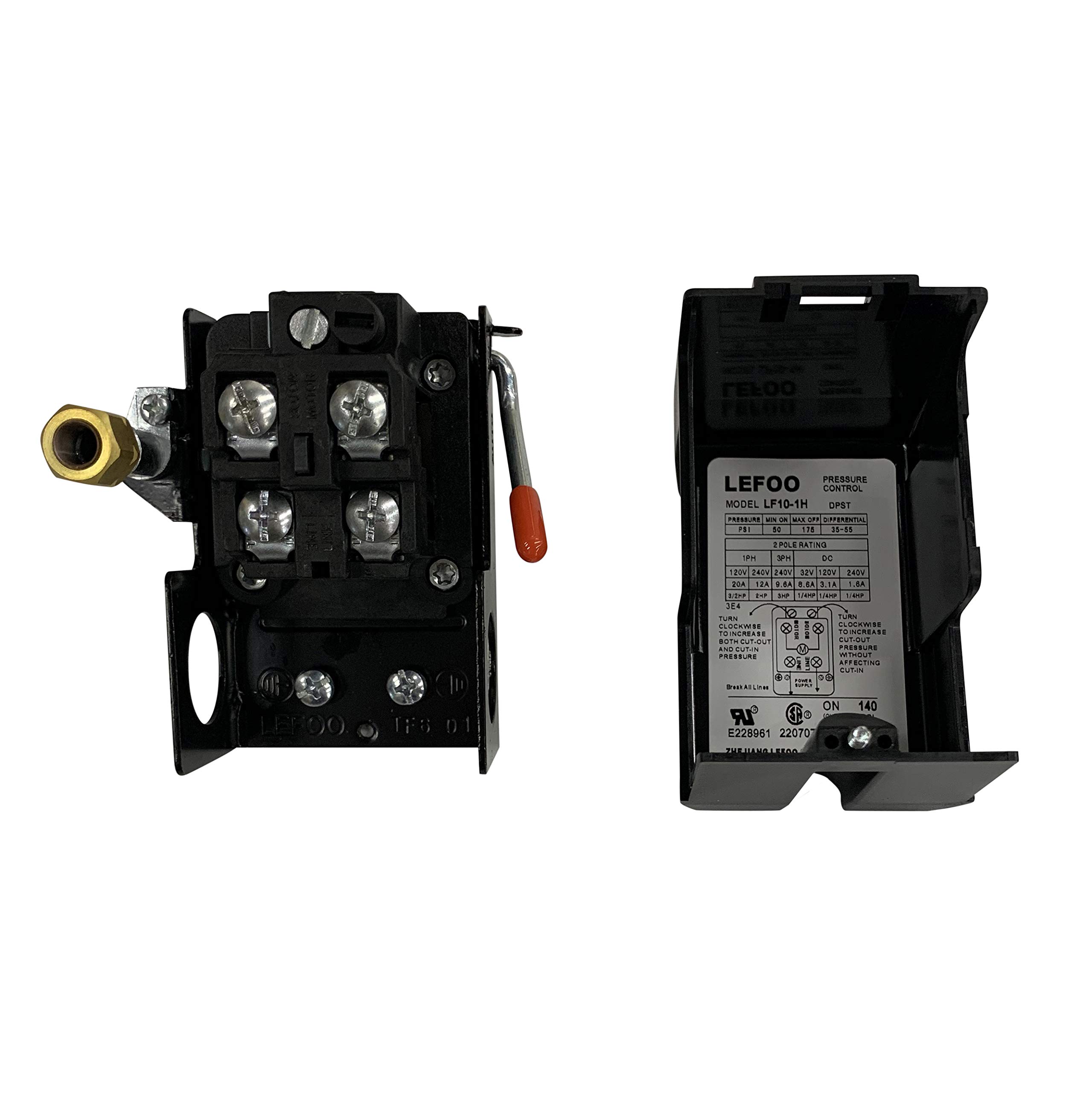 Lefoo Heavy Duty Air Compressor Pressure Switch 145-175 PSI with Unloader Valve - 1 Port for Industrial & Home Workshop Use