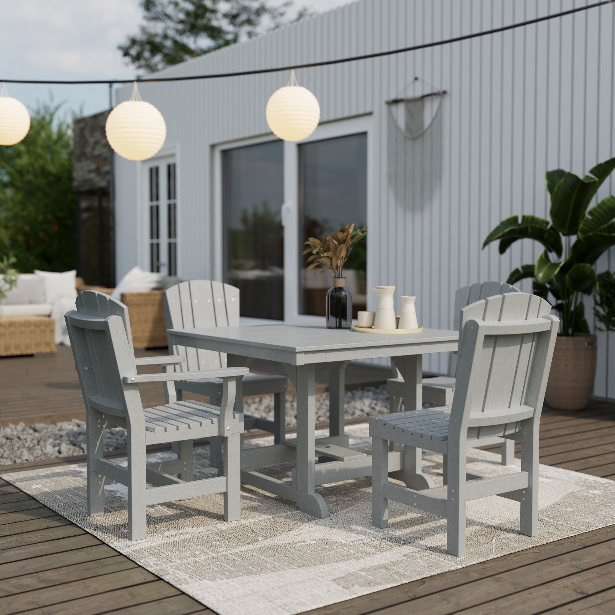 Heritage 5-Piece 44x44 Inch Square Outdoor Dining Set with Cushions - Perfect for Patio, Garden, and Backyard Entertaining