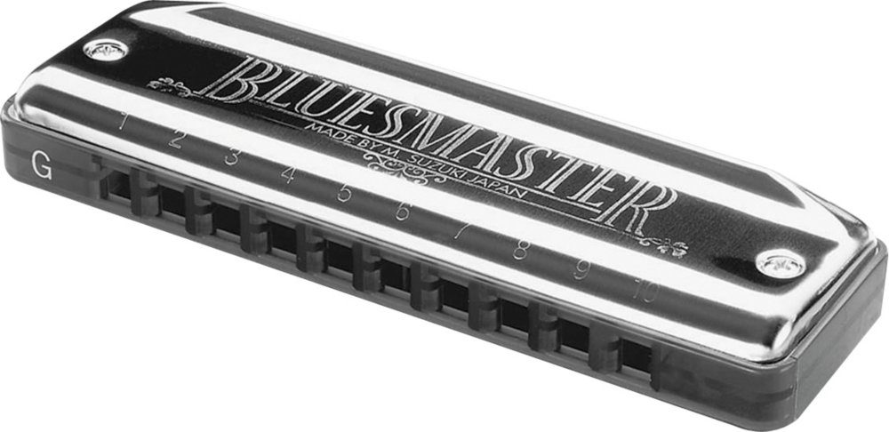 SUZUKI Silver Bluesmaster G Harmonica - Professional 10-Hole Diatonic Mouth Organ for Blues, Folk & Rock Music - Perfect for Live Performances & Studio Recording